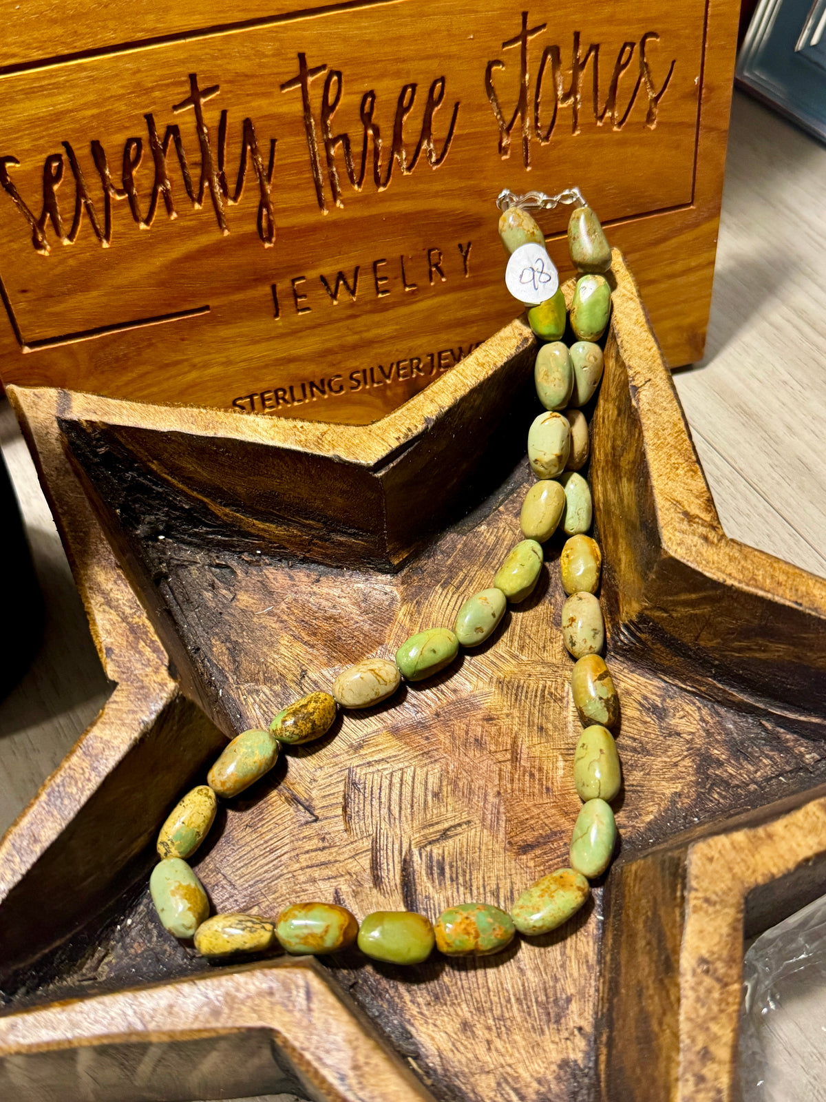 Green chunky Turquoise nugget necklace 17"