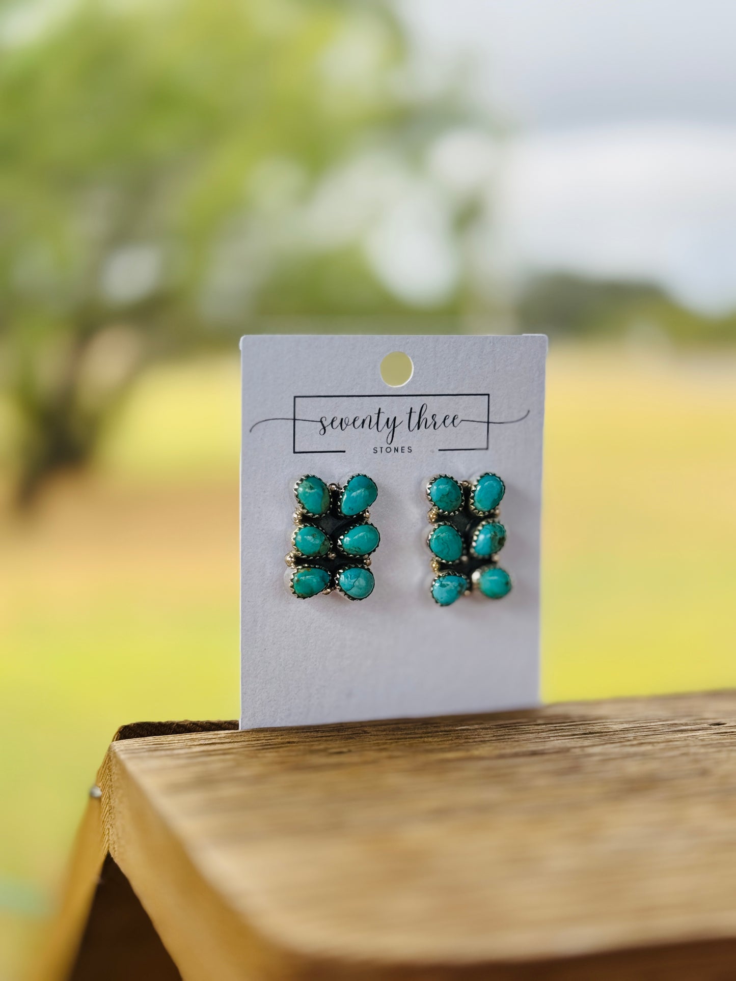 1” Turquoise Rectangle cluster studs