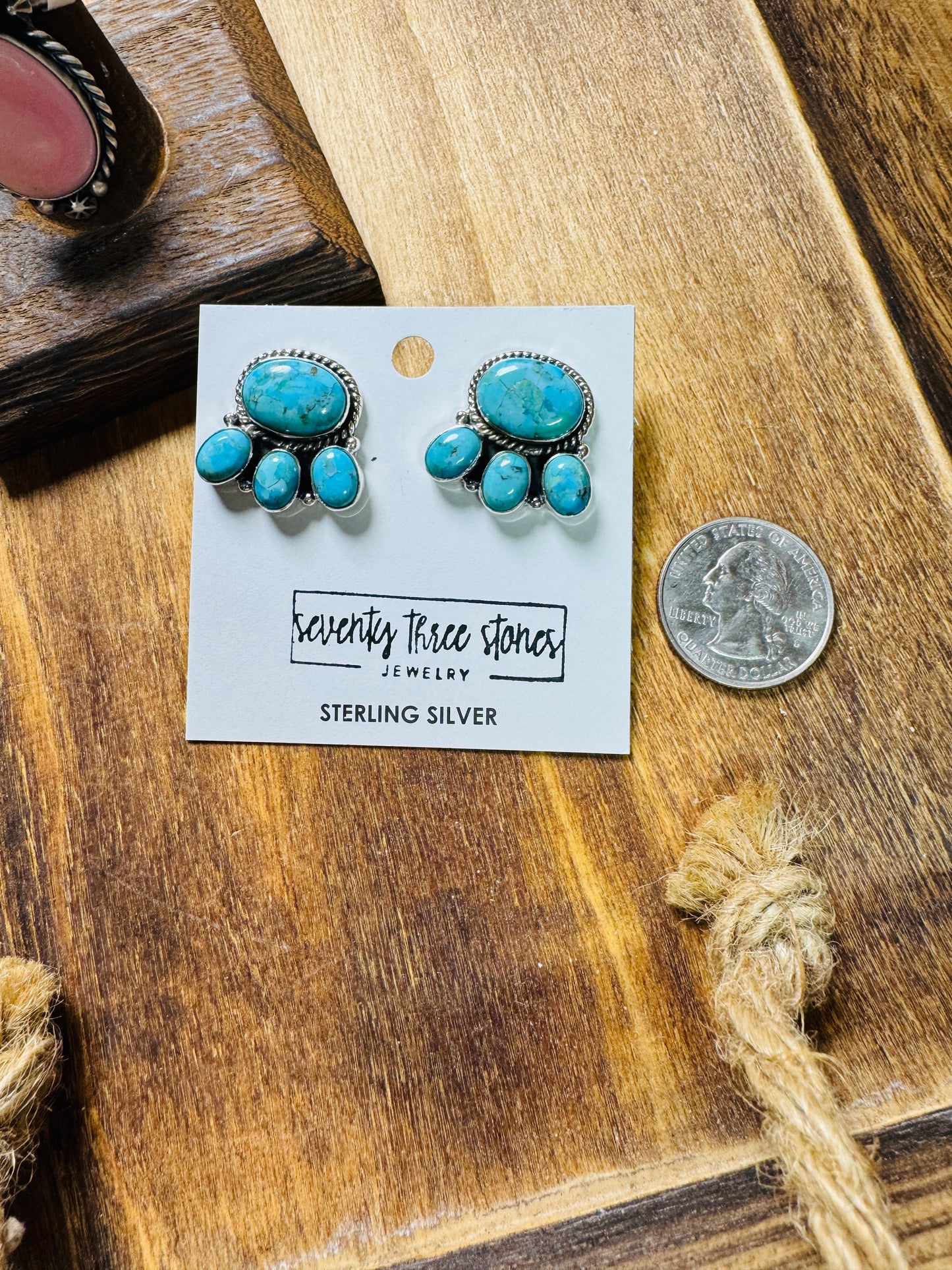 1” Turquoise Cluster Stud 4 Stone