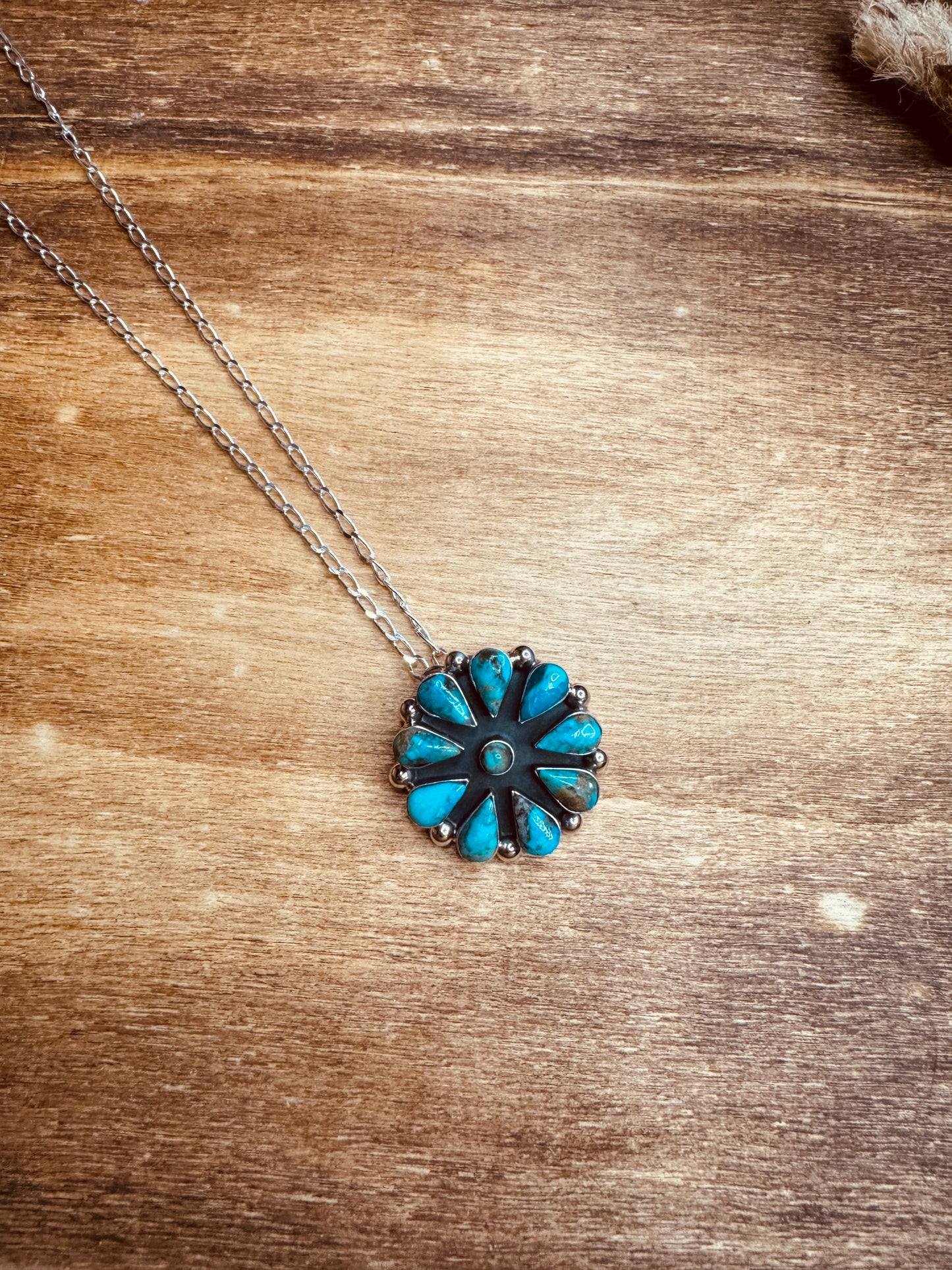 Turquoise Cluster Necklace 1” Adjustable