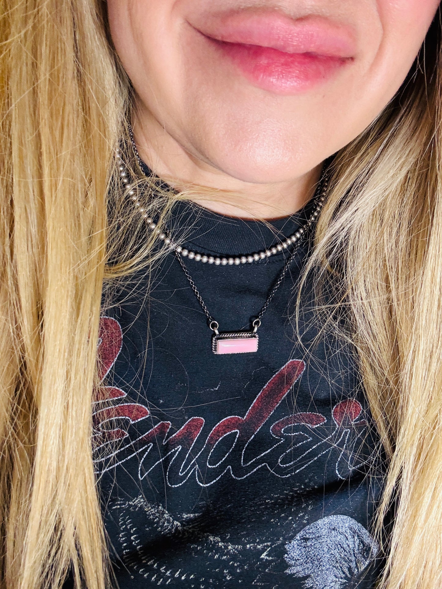Pink Conch 1” Bar Necklace 17”