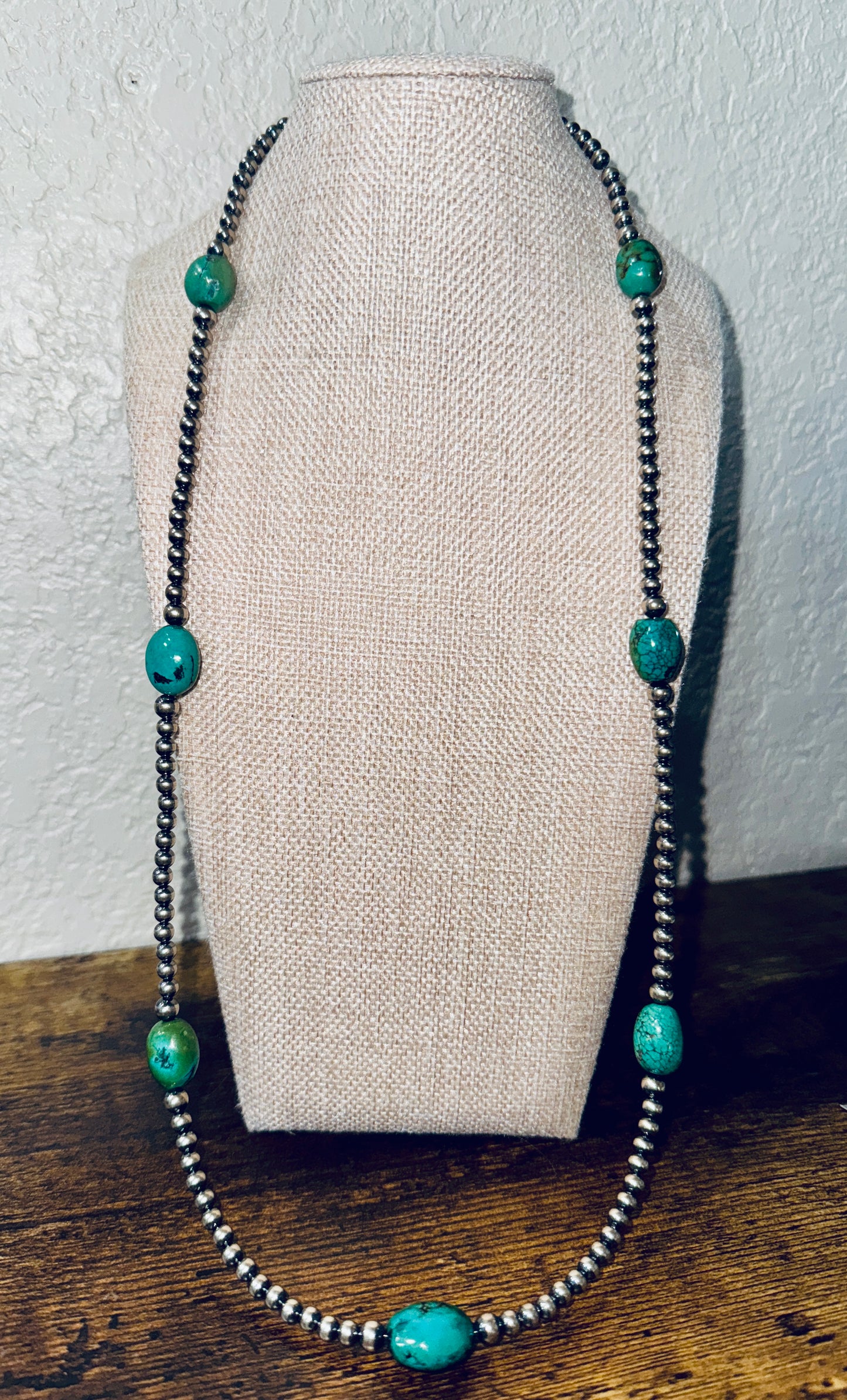 30” 4mm NP Turquoise Necklace