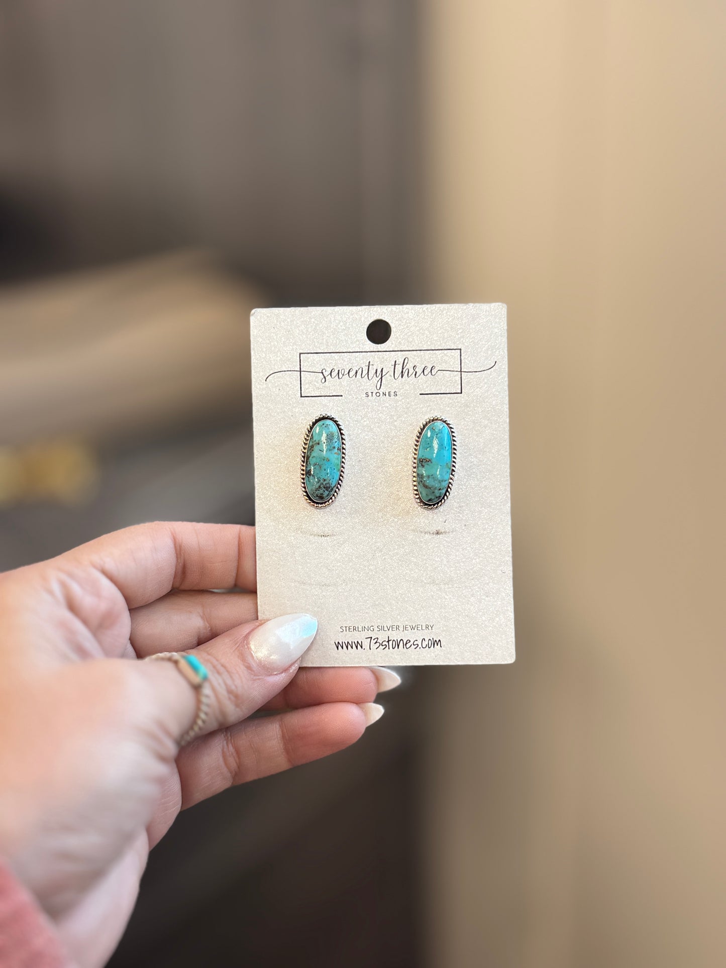 Turquoise Oval earring studs 1"