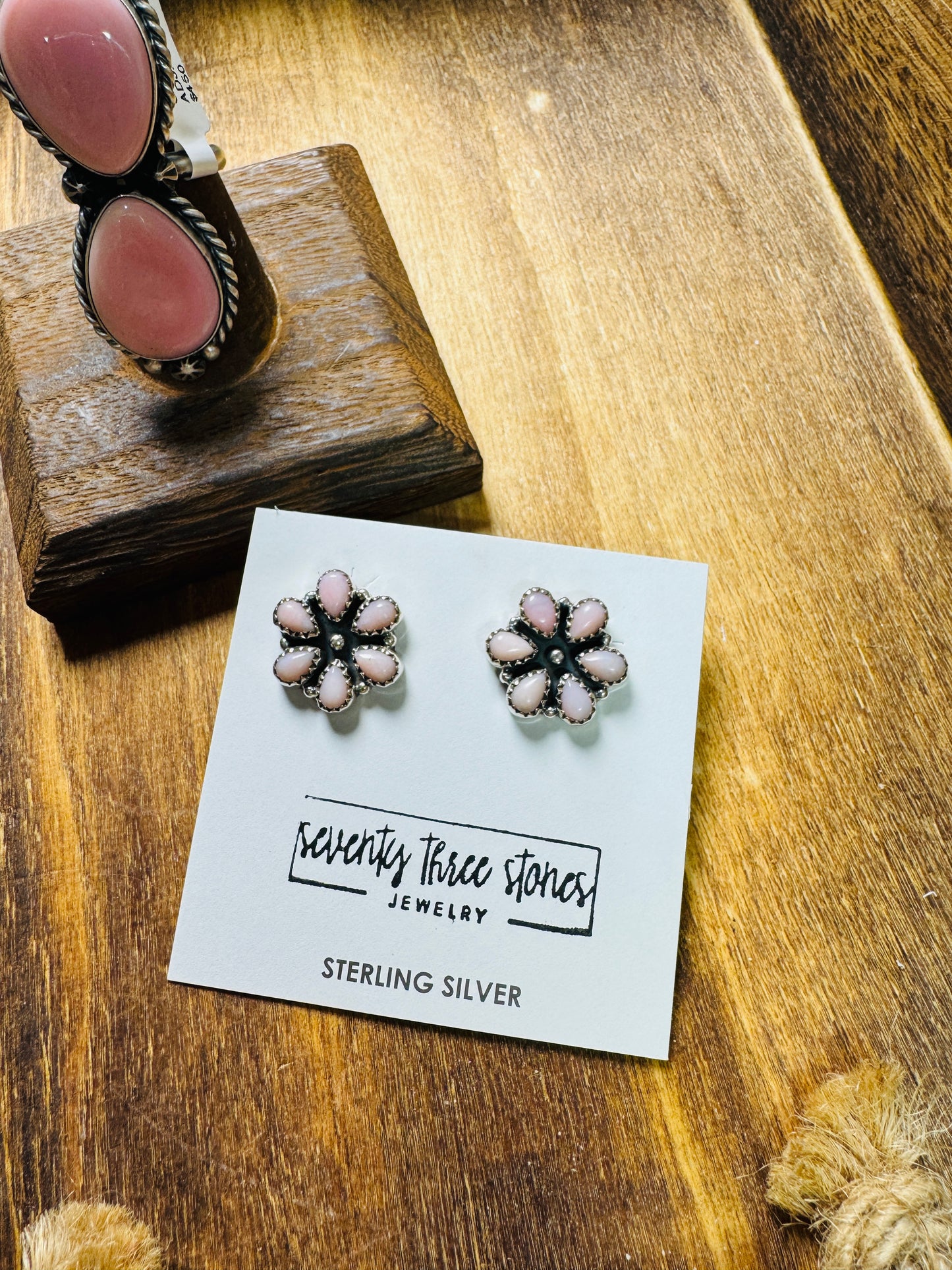 3/4” Pink Opal Stud Earrings