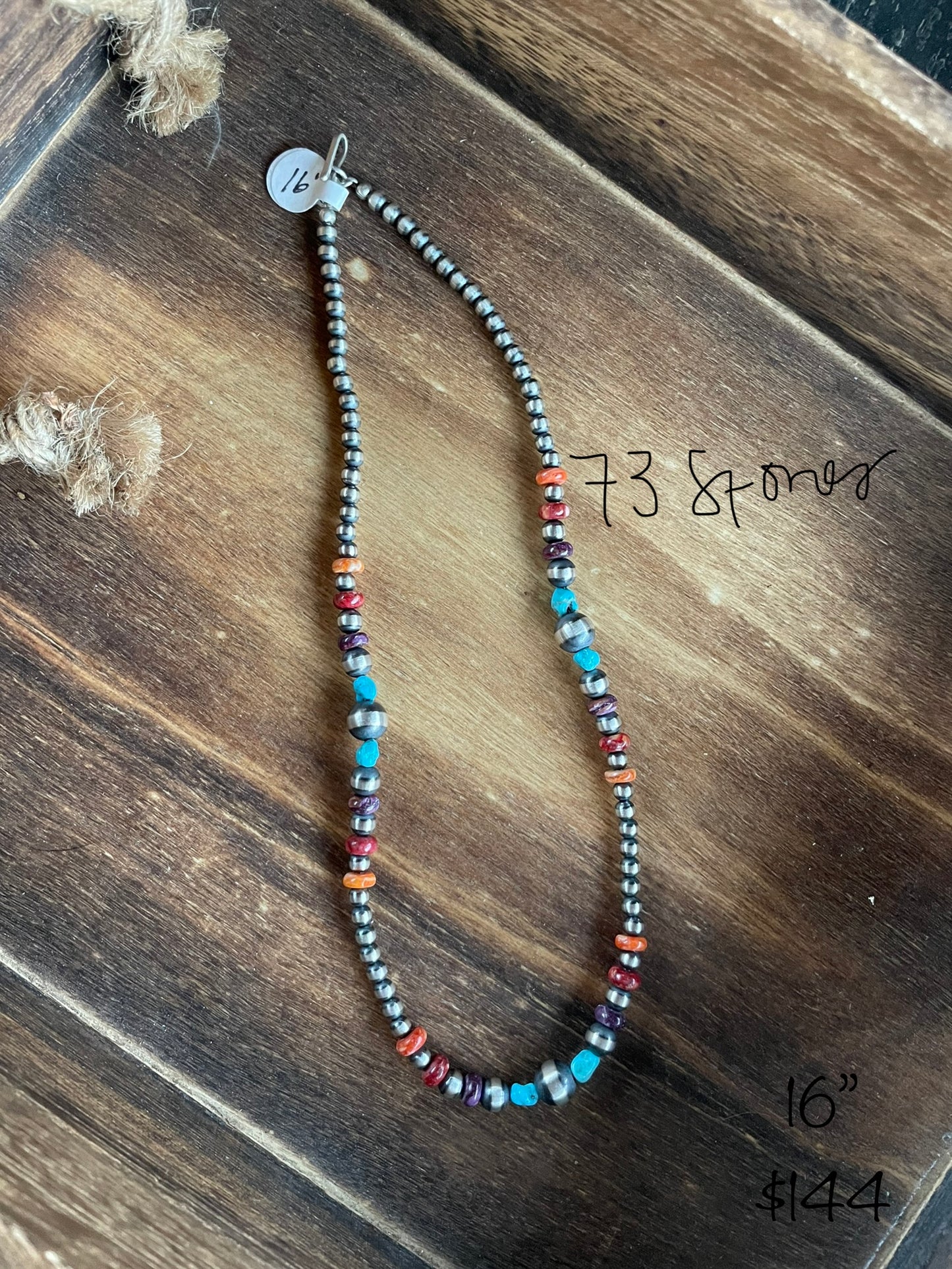 16” Multicolor with 4mm 5mm Navajo Pearls Necklace