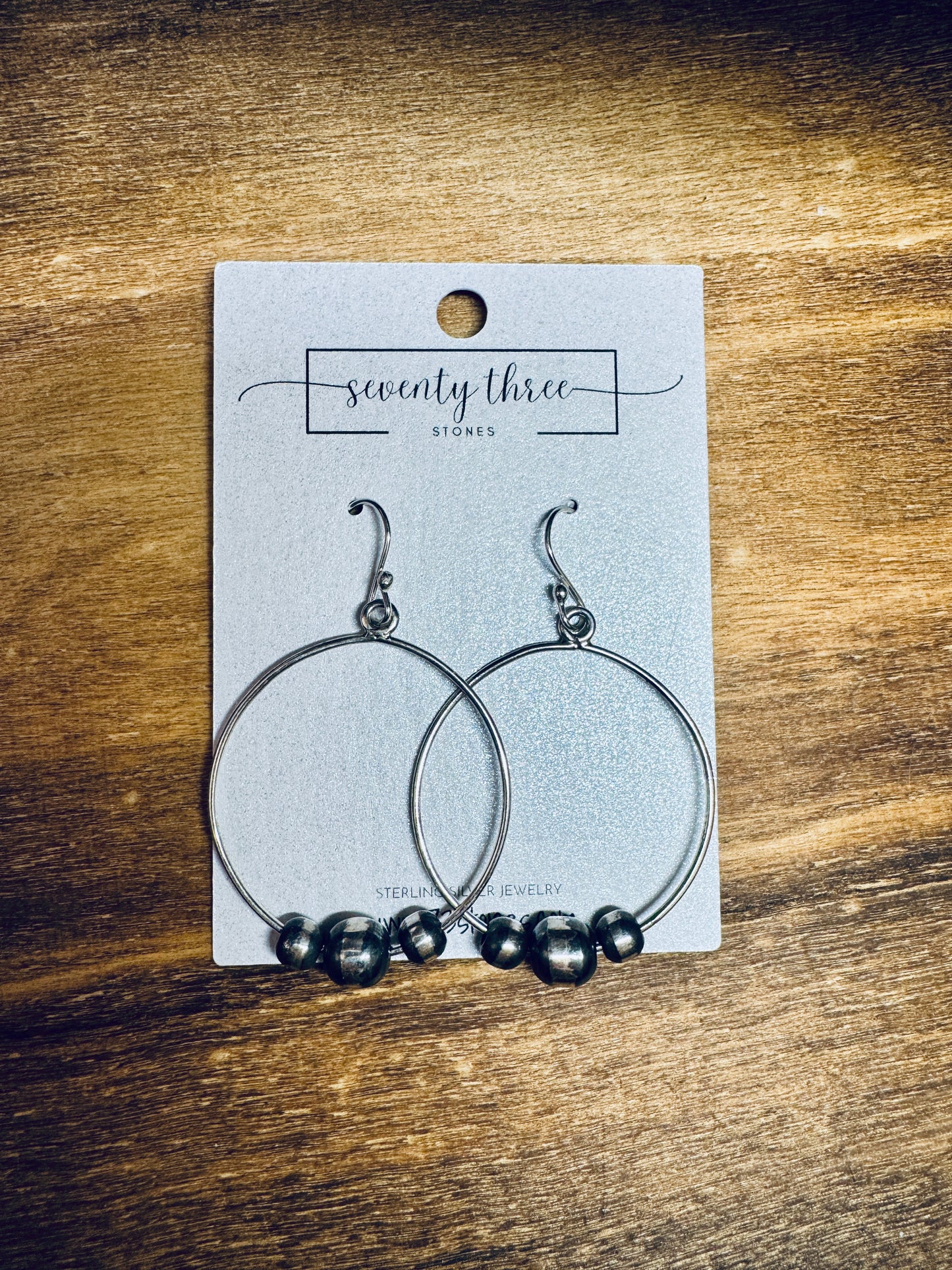 2.5" Hoop Earrings with Navajo Style Pearls