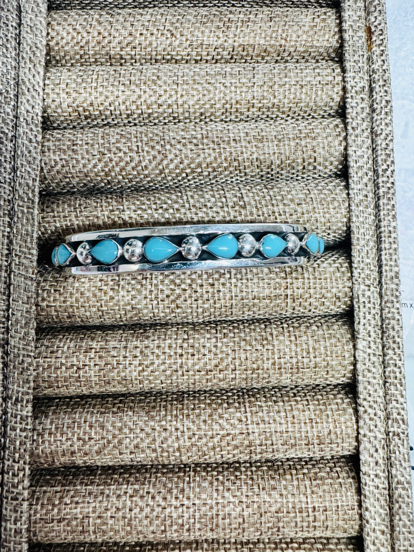 Turquoise Teardrop Silver Cuff