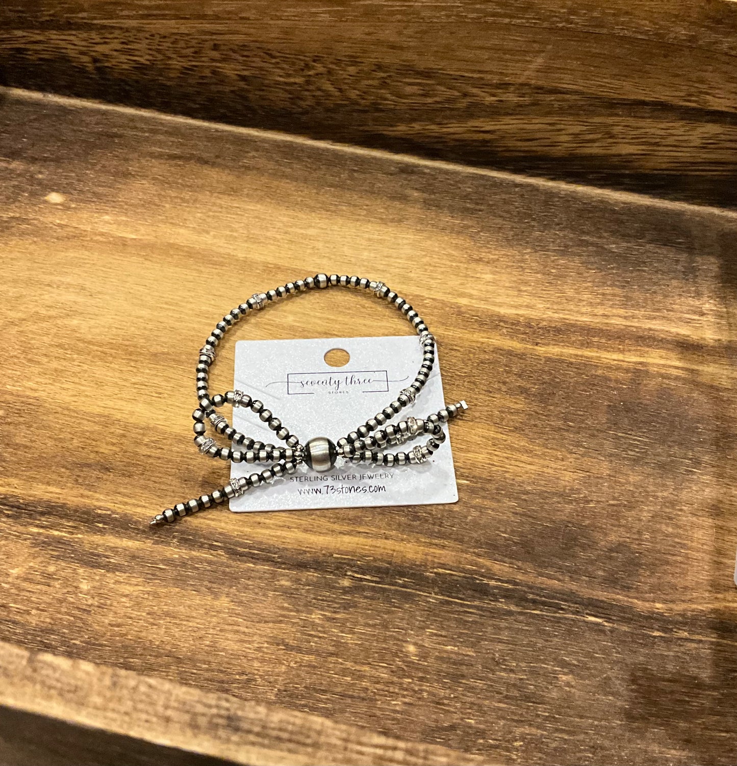 3mm Bow Sterling Pearl + Crystal Stretch bracelet