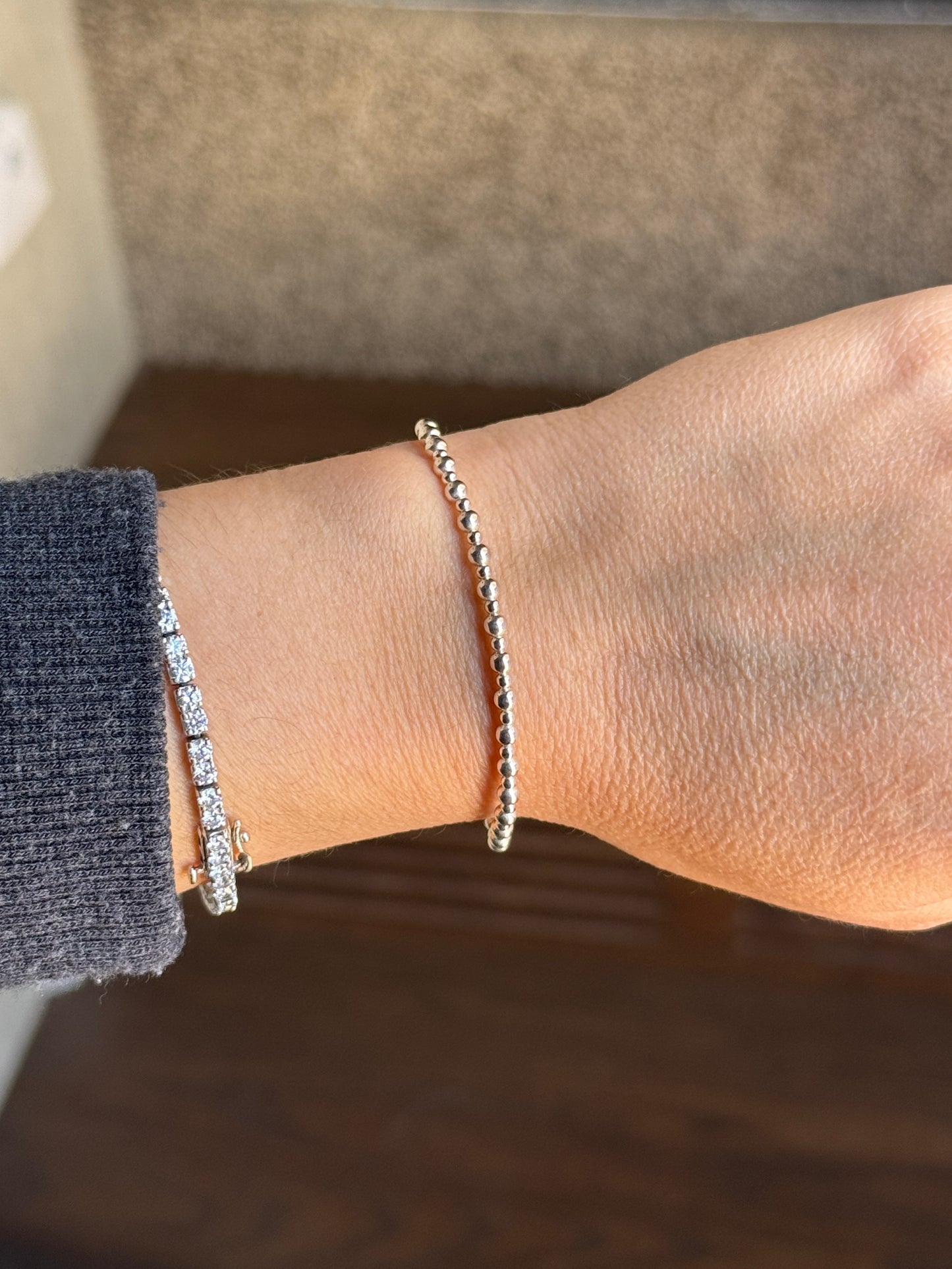 3mm 2mm Sterling Pearl Bracelet High Polish