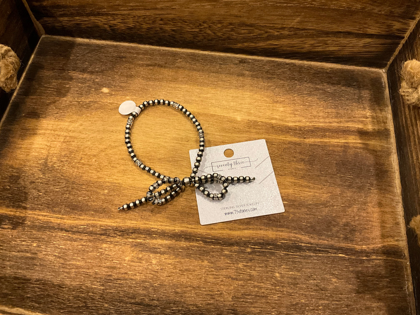 4mm Bow Sterling Pearl + Crystal Stretch bracelet