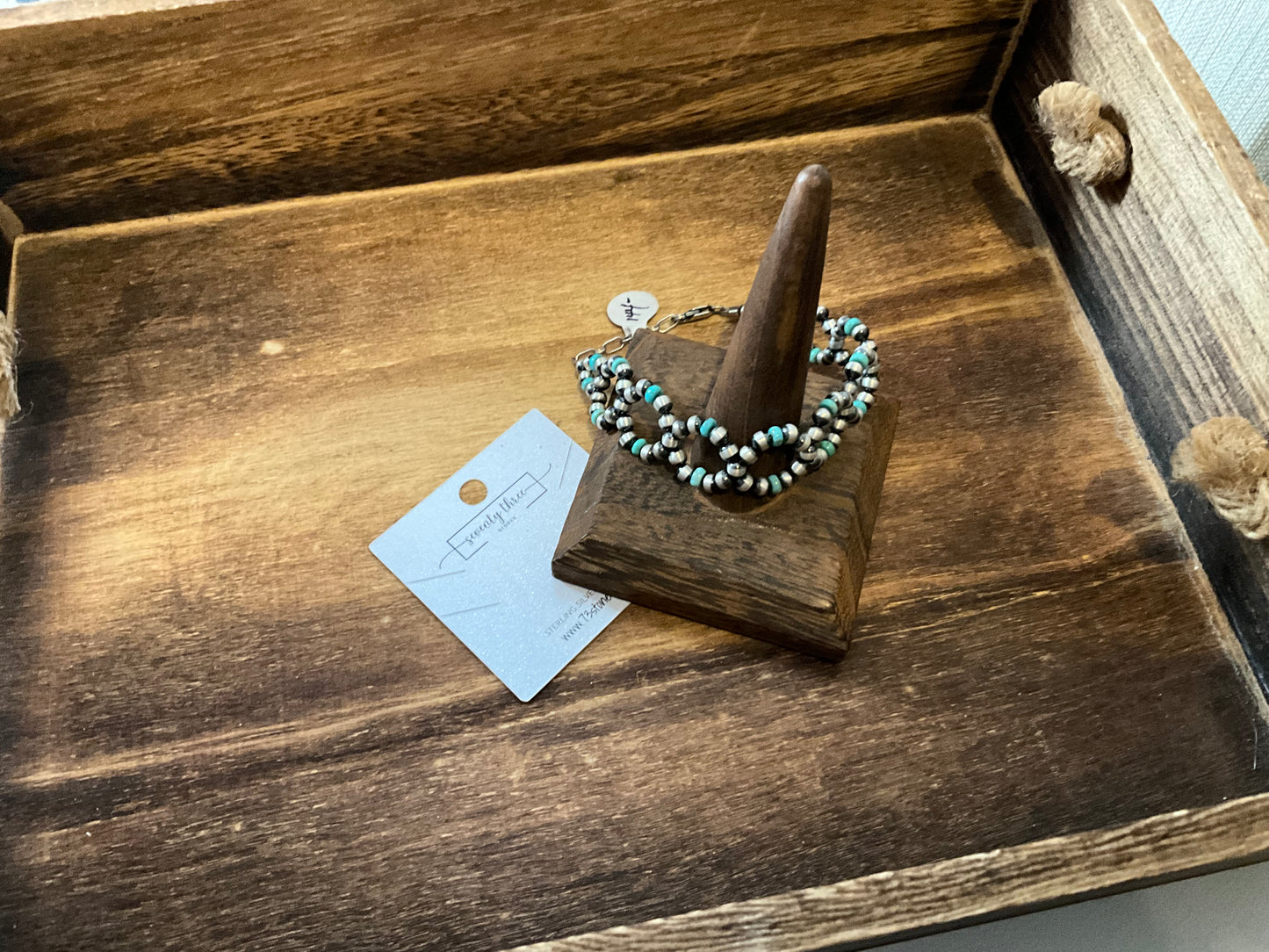 Eternity Sterling Pearl Turquoise Bracelet