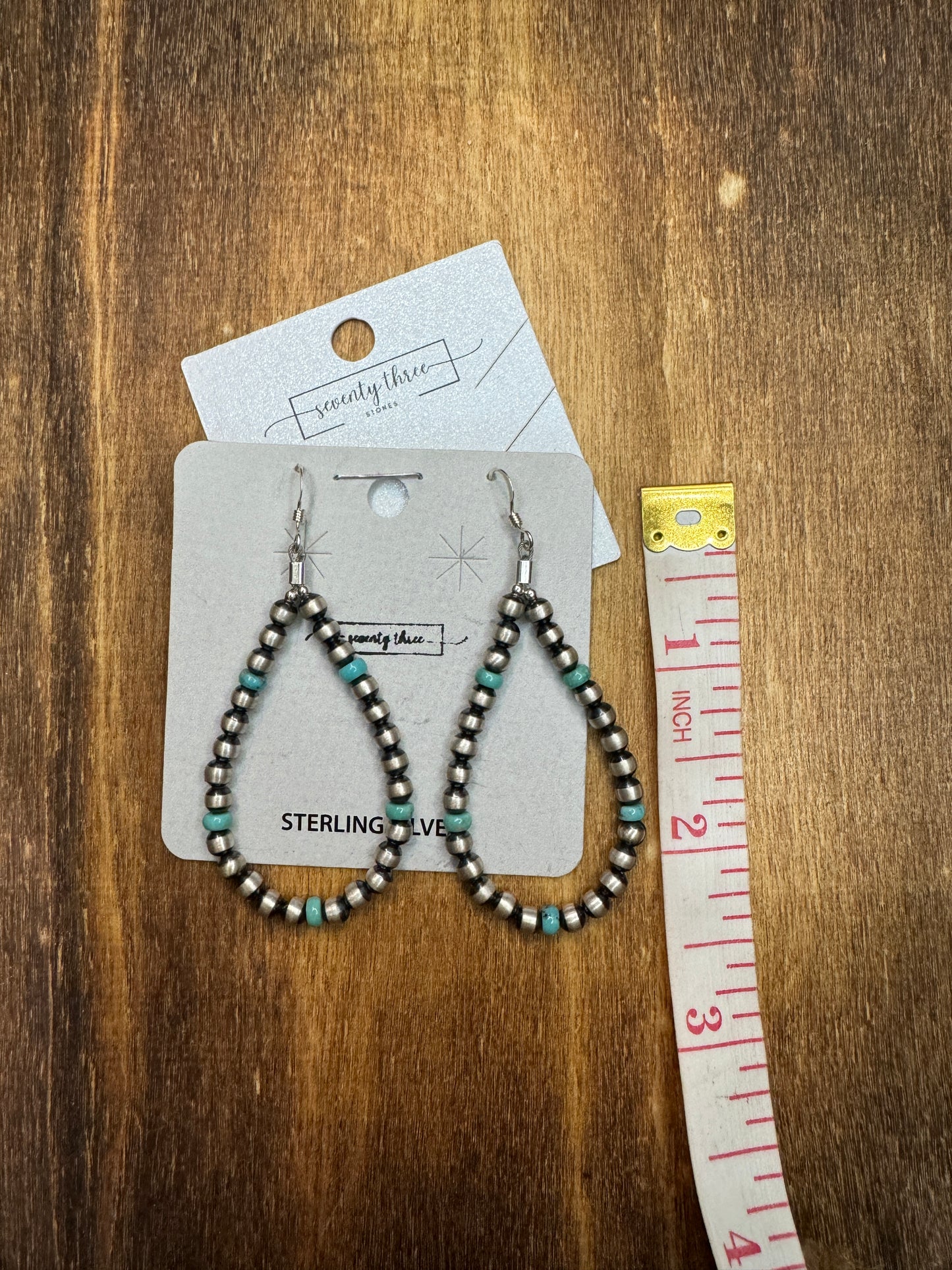 4mm teardrop 2.5” with 5 Turquoise Stones