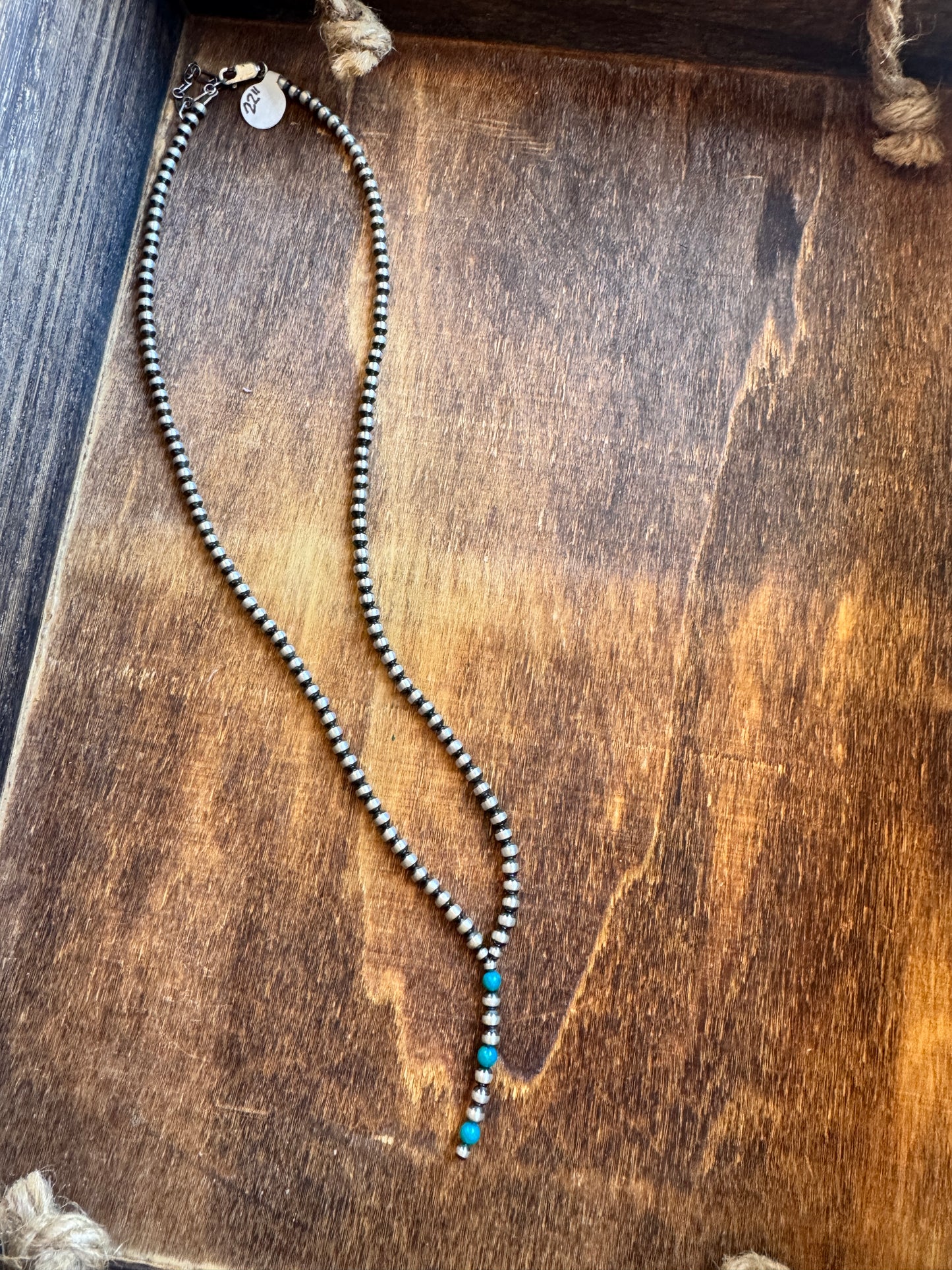 Lariat 20/22” 4mm + Turquoise