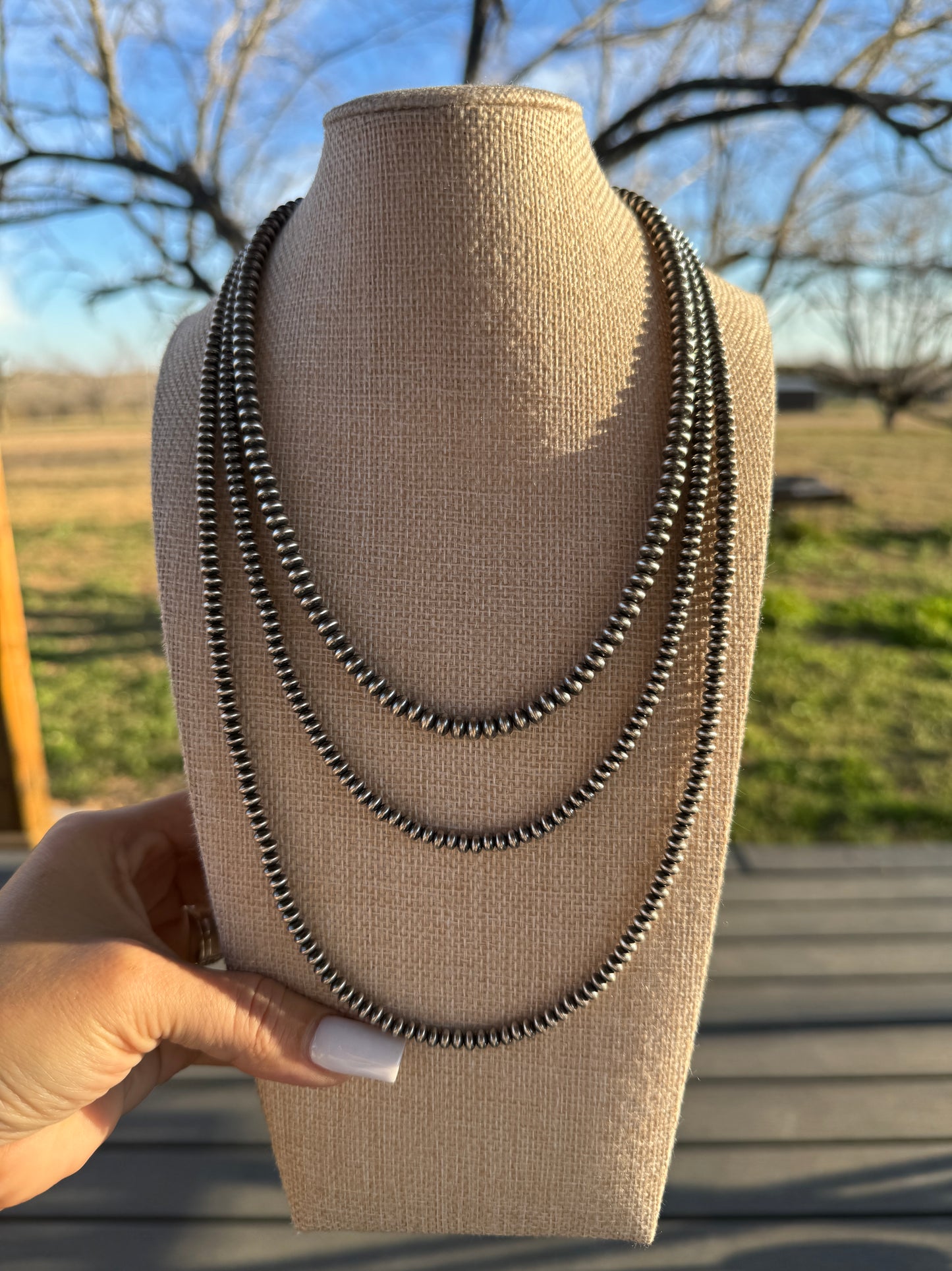 5.5mm Saucer Rondelle Navajo Pearls Necklace 20”