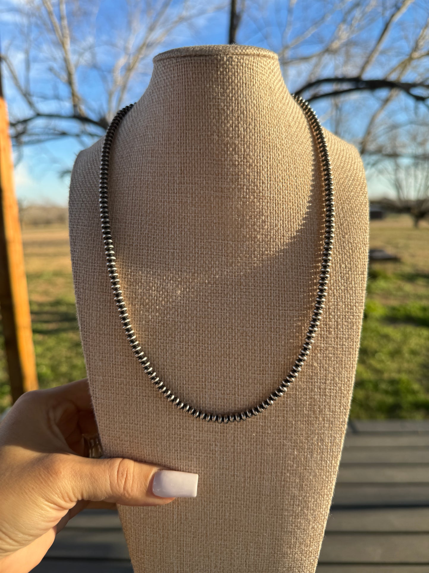 4mm Saucer Navajo Pearls Necklace 20