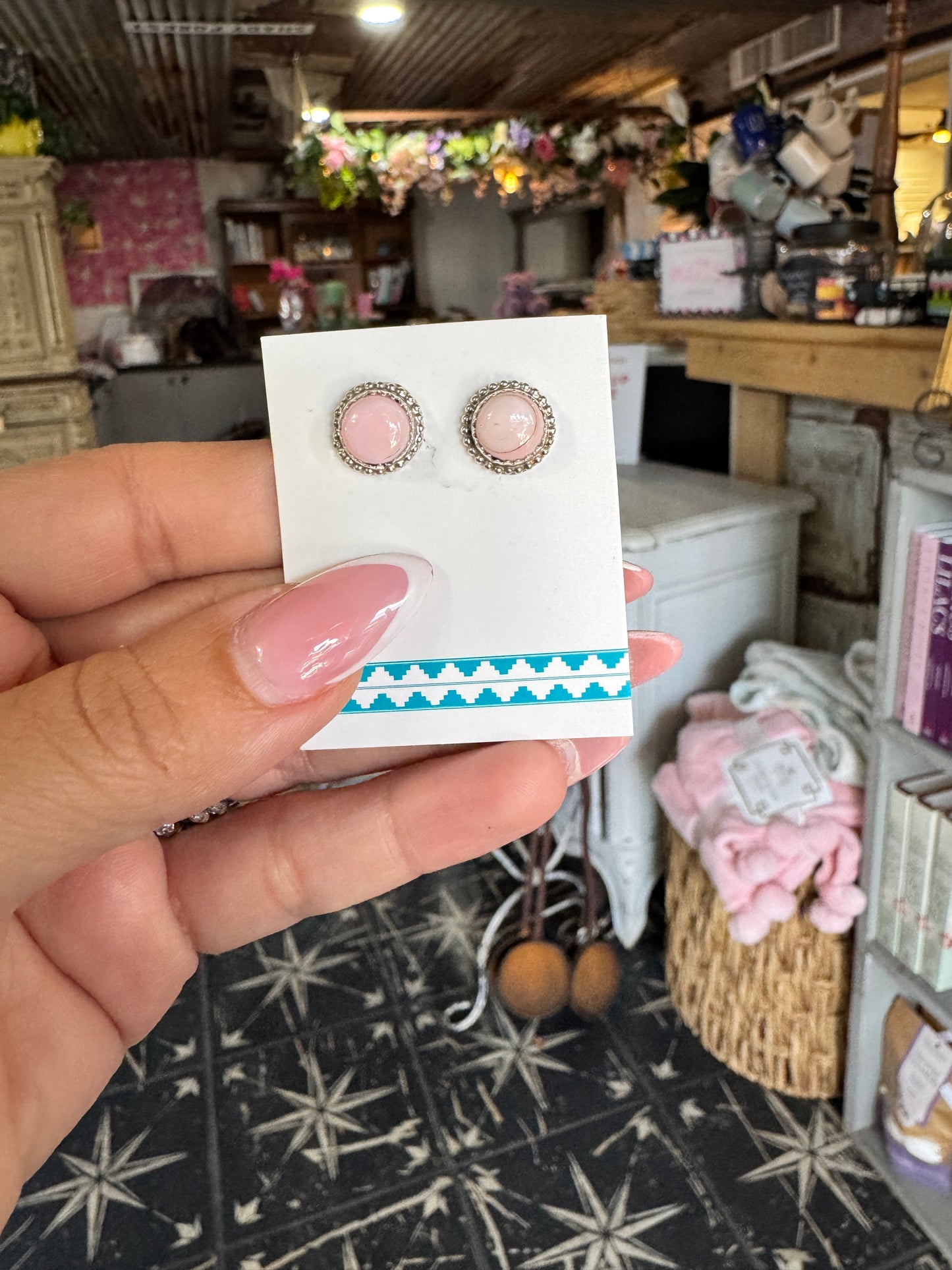 Pink Conch round studs 2