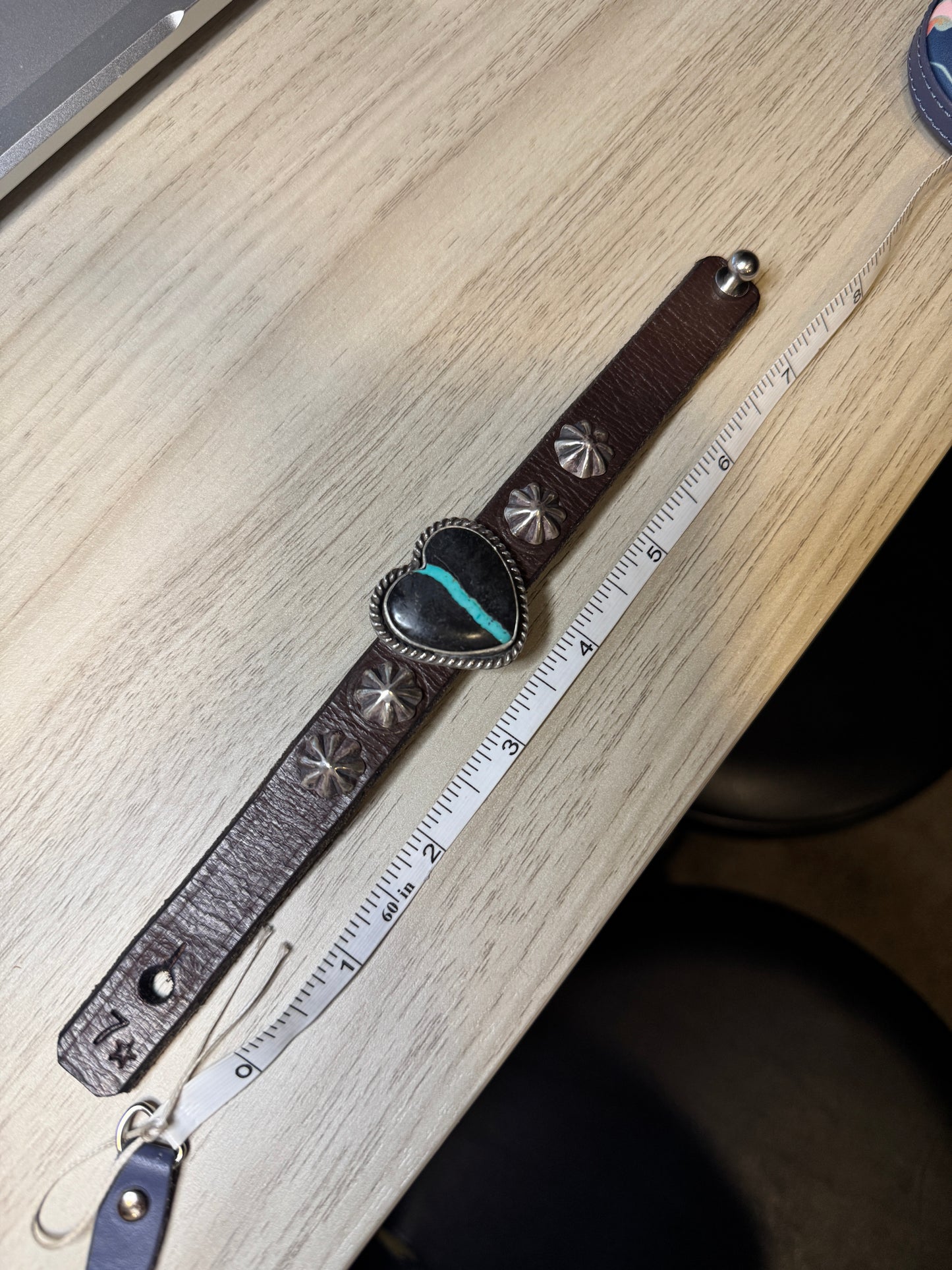 Blackjack Heart Leather Bracelet