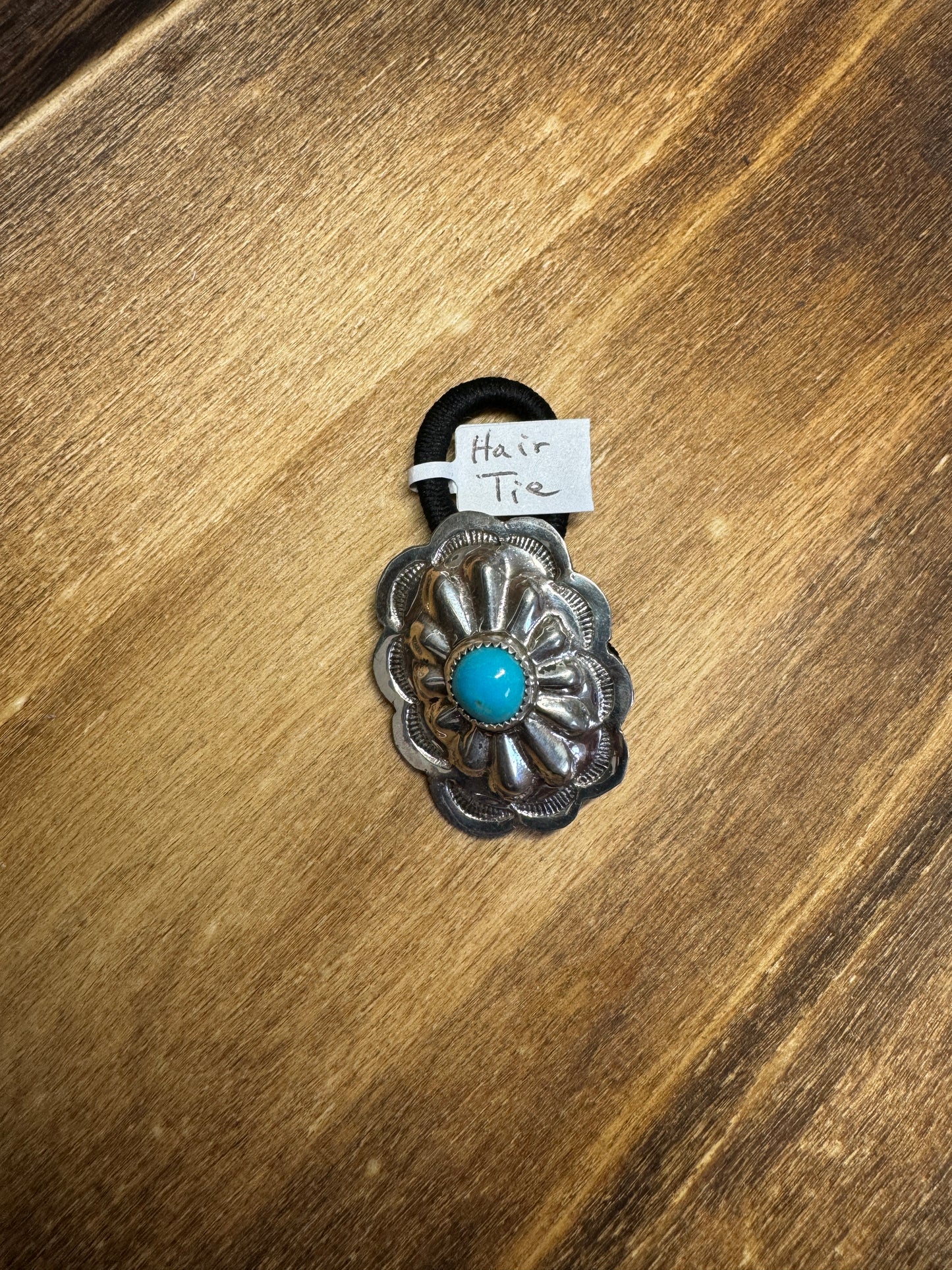 Turquoise Stone Hair Tie- Sterling Silver