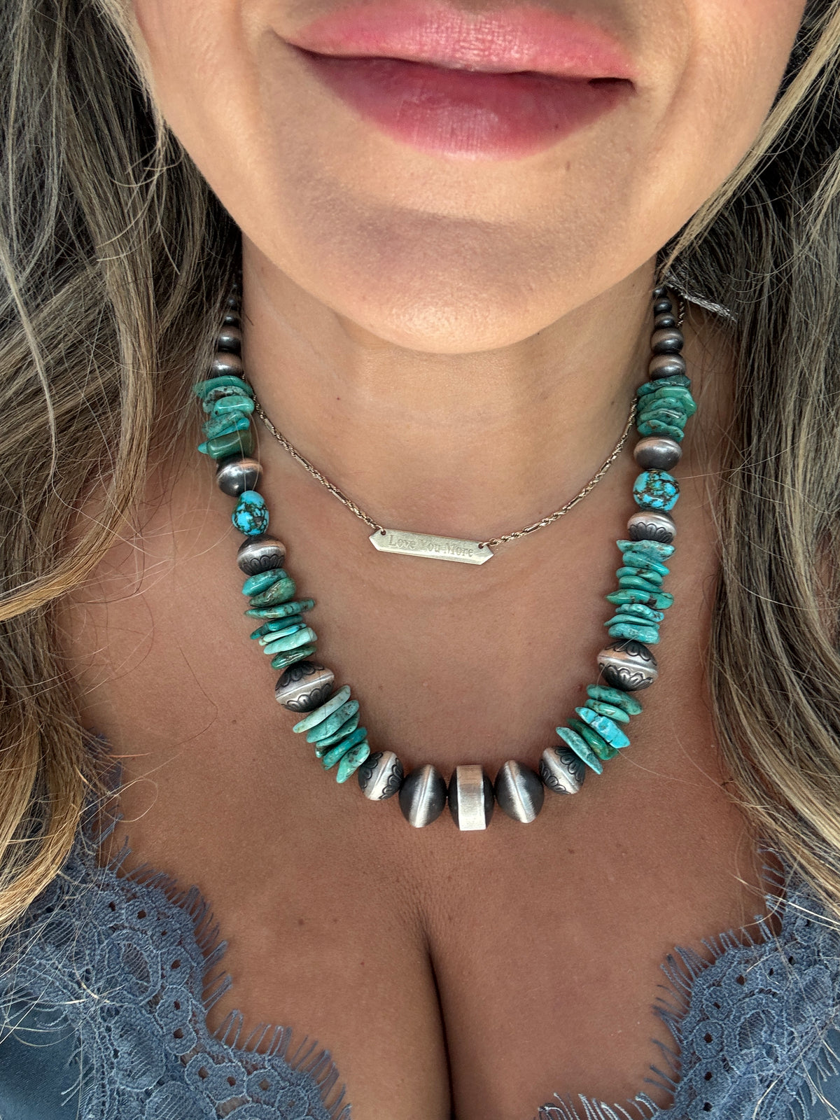 Handmade Navajo Handmade Navajo Pearls with Turquoise Rose Martin 18"
