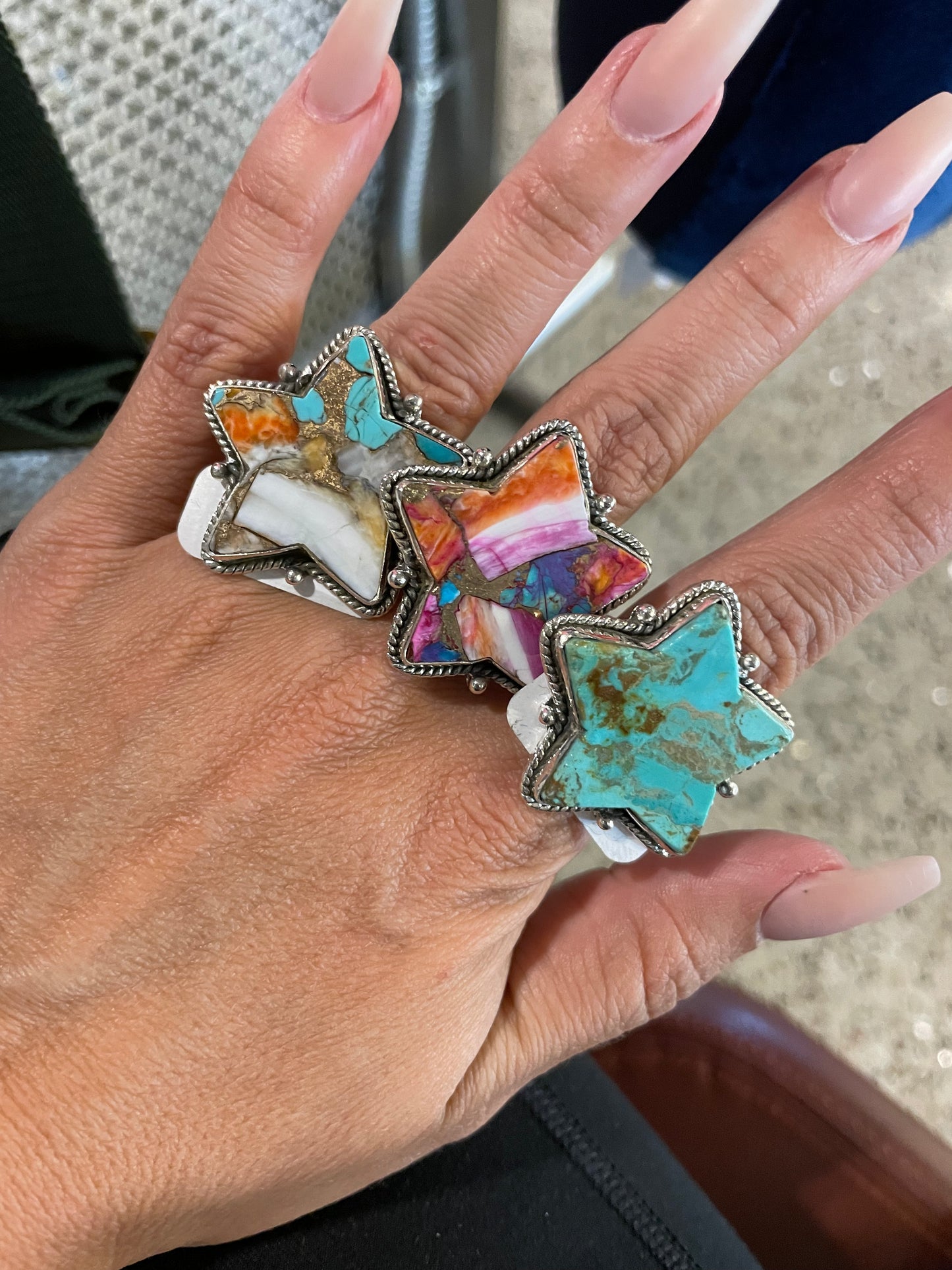 Adjustable Turquoise Star Rings