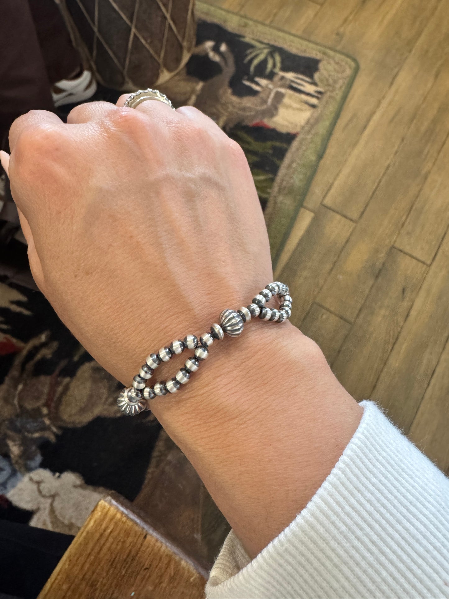 Sterling silver double loop bracelet