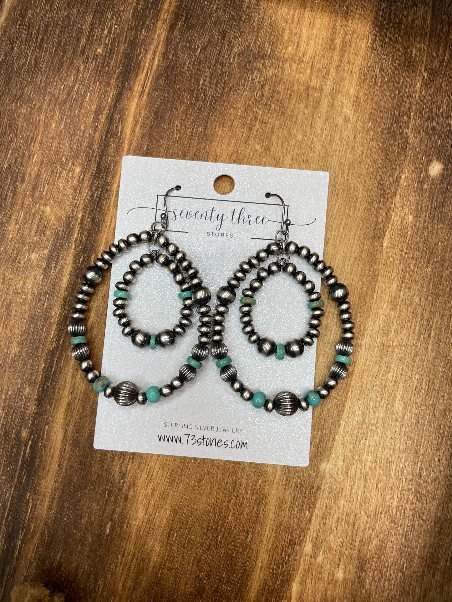 Double hoop 4mm teardrops 2.75” w/ turquoise