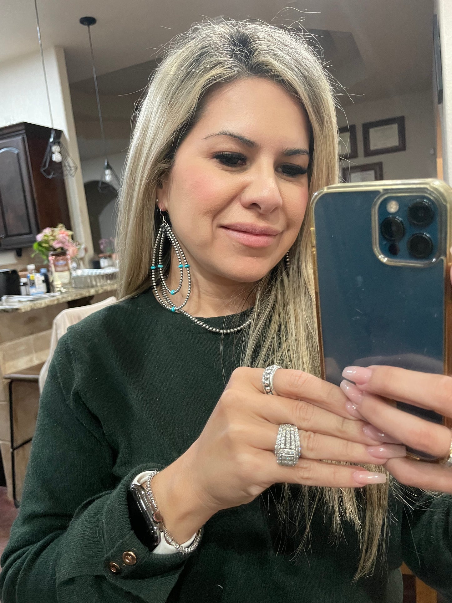 3mm double strand teardrops 4” + Turquoise