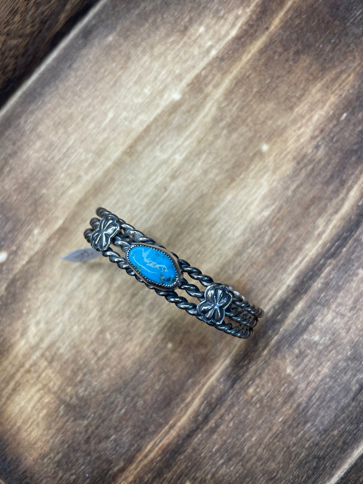 Triple Twist Wire + Turquoise Sterling Silver Cuff