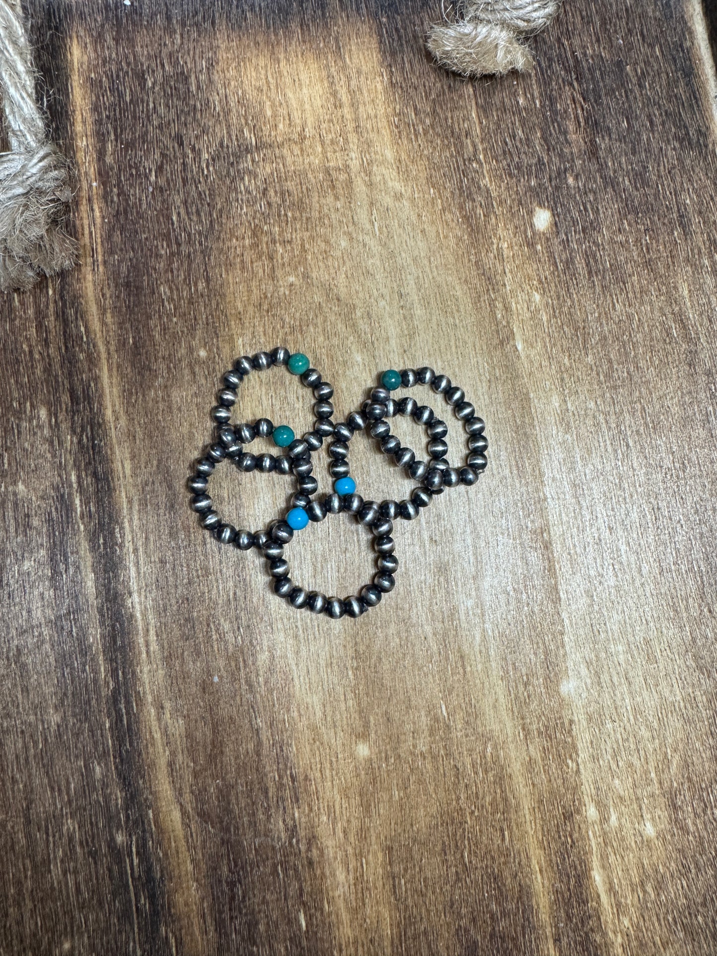 4mm NP Turquoise Stretch Ring M/L 8-10