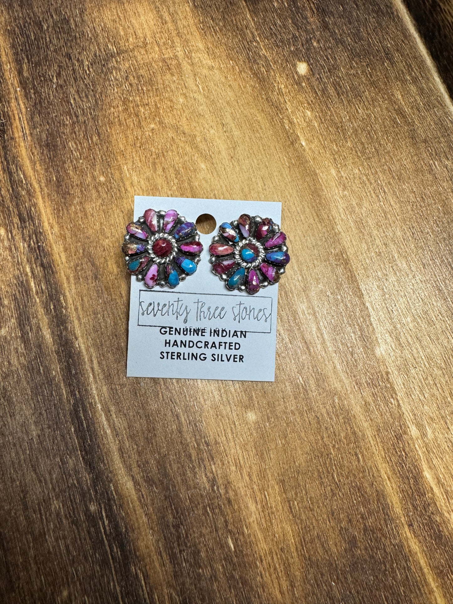 1” Pink Dhalia cluster studs