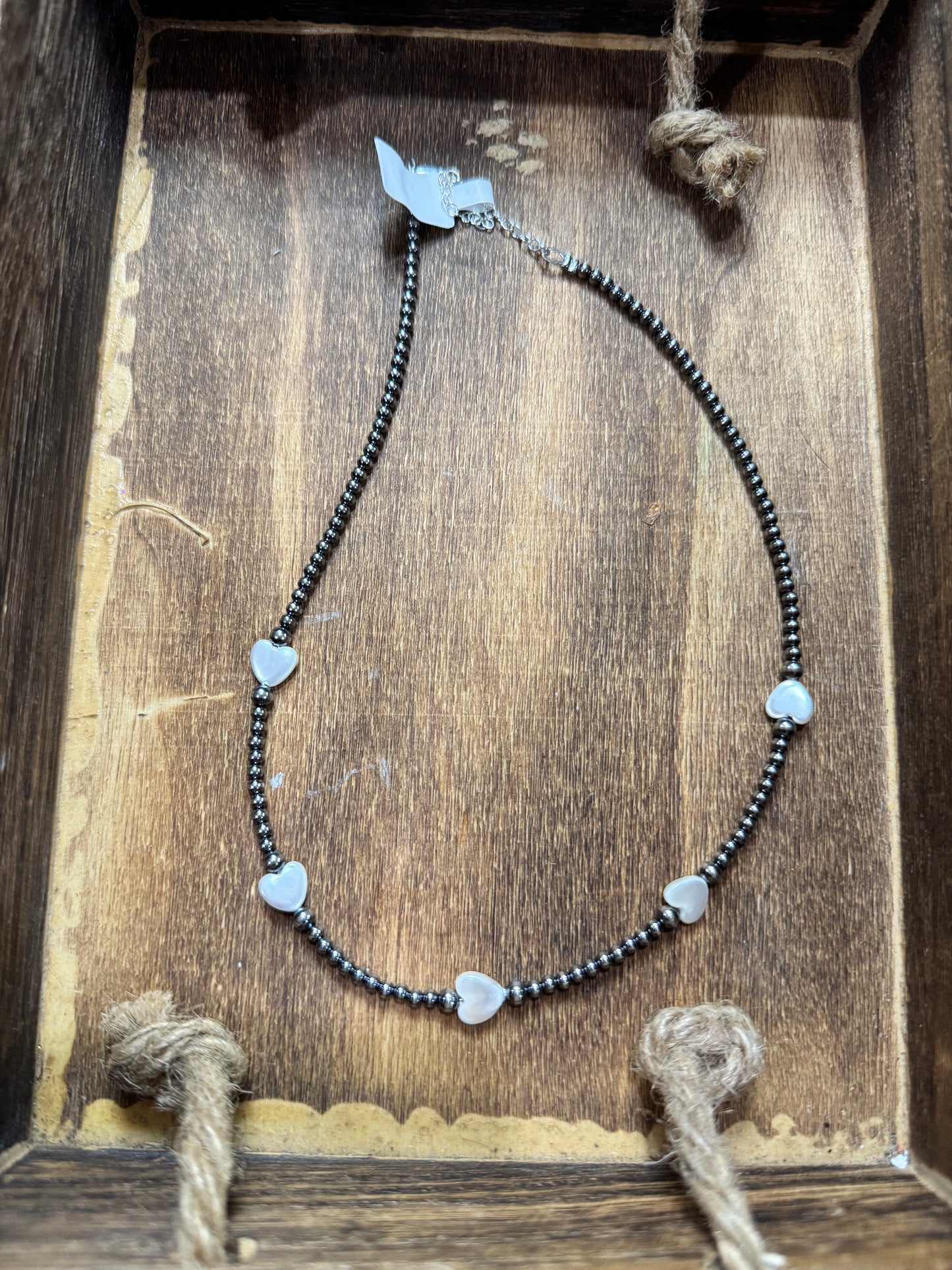 3mm Sterling pearl + Mother of pearl Hearts
