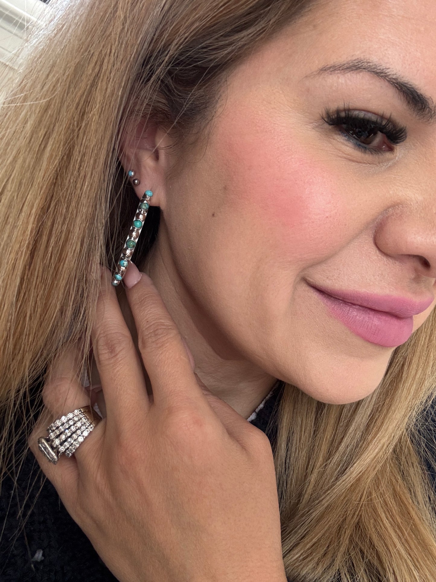 2" Turquoise Ball Hoops