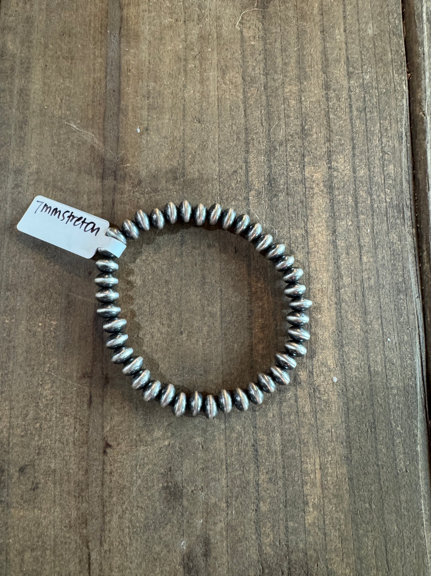 7mm Saucer Navajo Pearls Style Stretch Bracelet