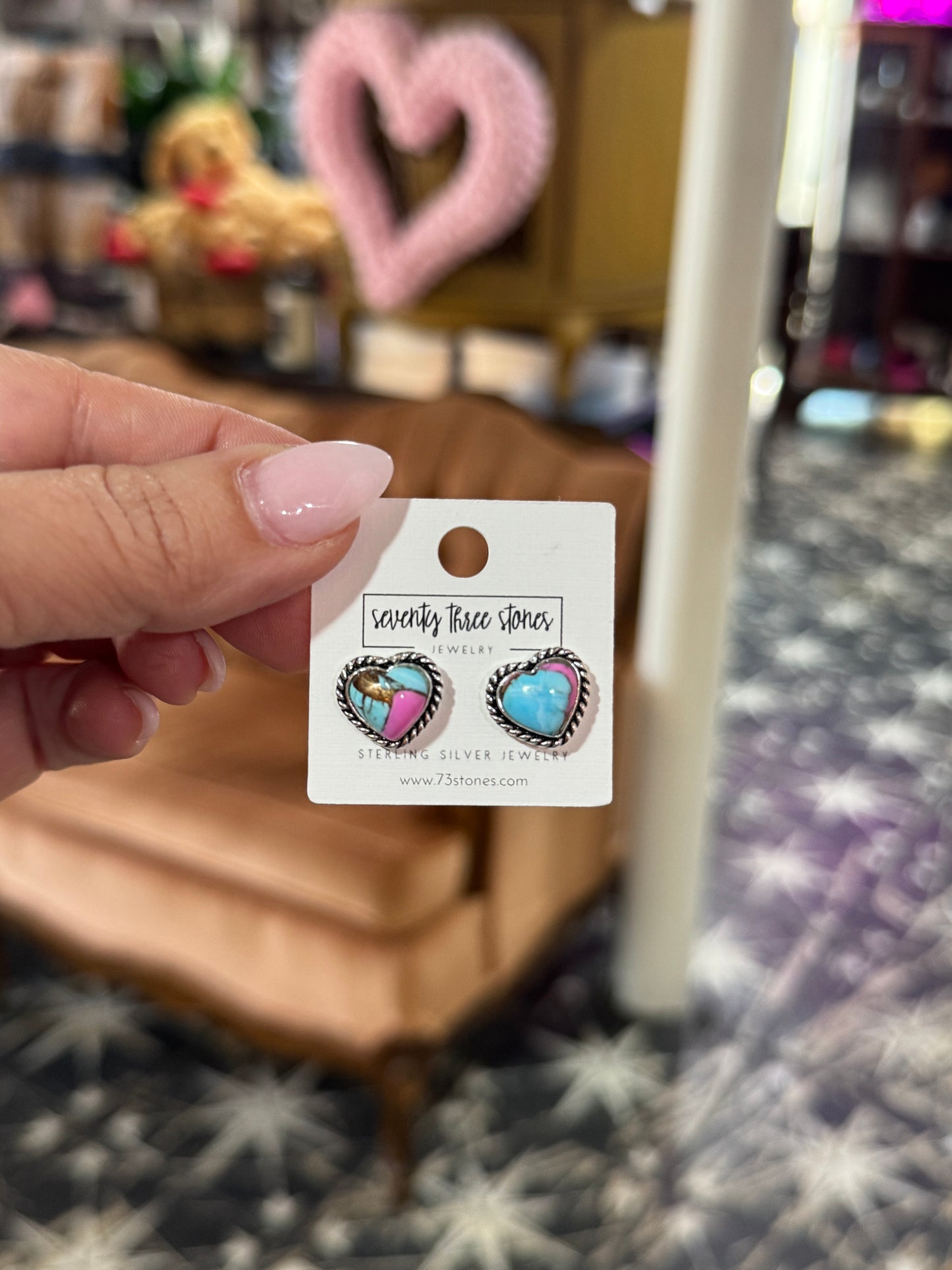 Cutie Heart Earrings Cotton Candy