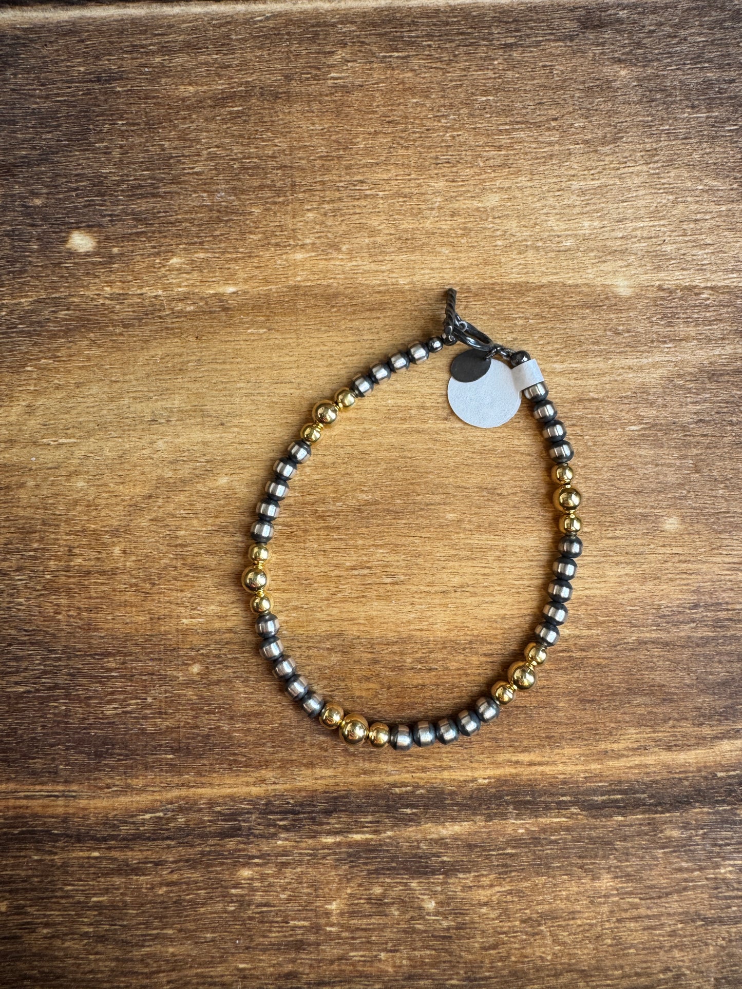 4mm Sterling and Gold Pearl bracelet