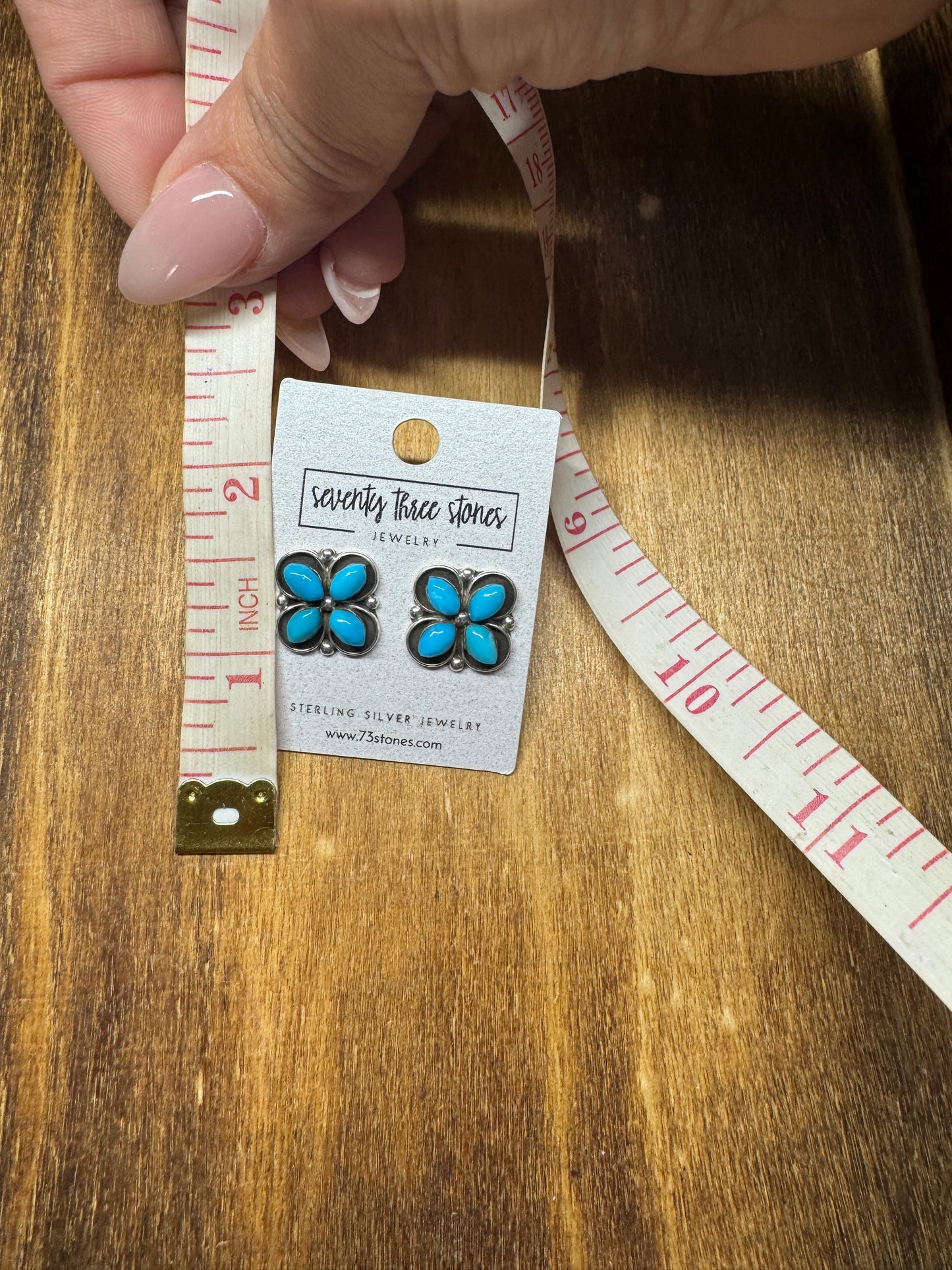 Zuni Handmade 4 Stone Turquoise Post