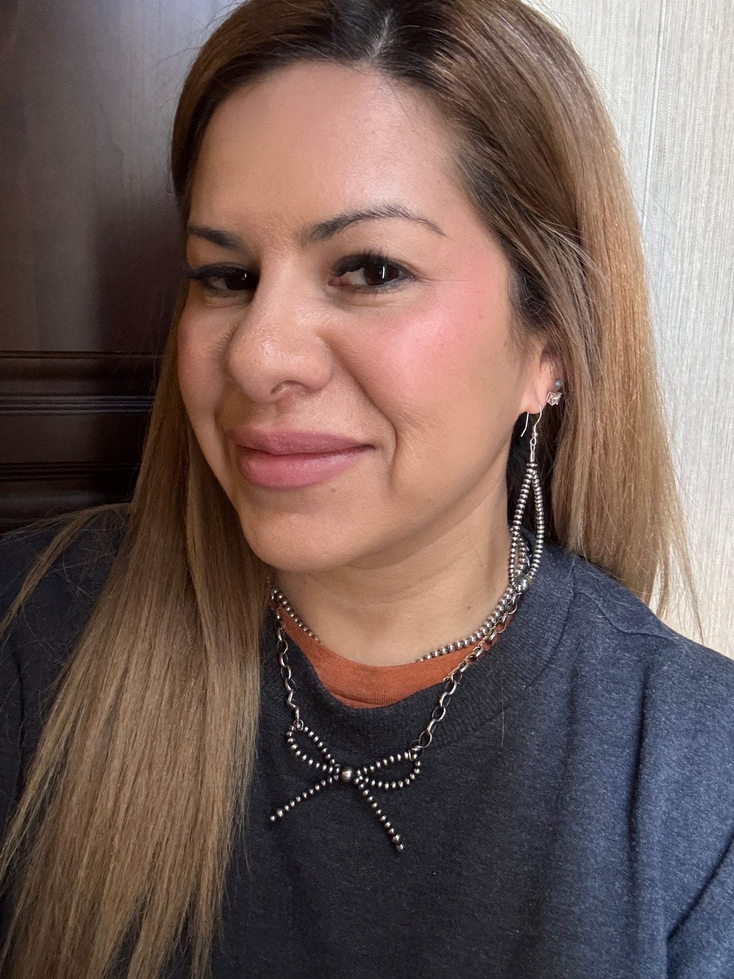 3” 3mm teardrop Sterling Saucer Pearl earrings