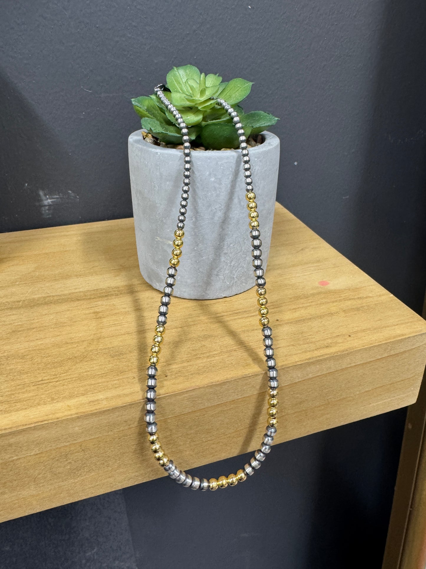 4mm Sterling and Gold Pearl Necklace