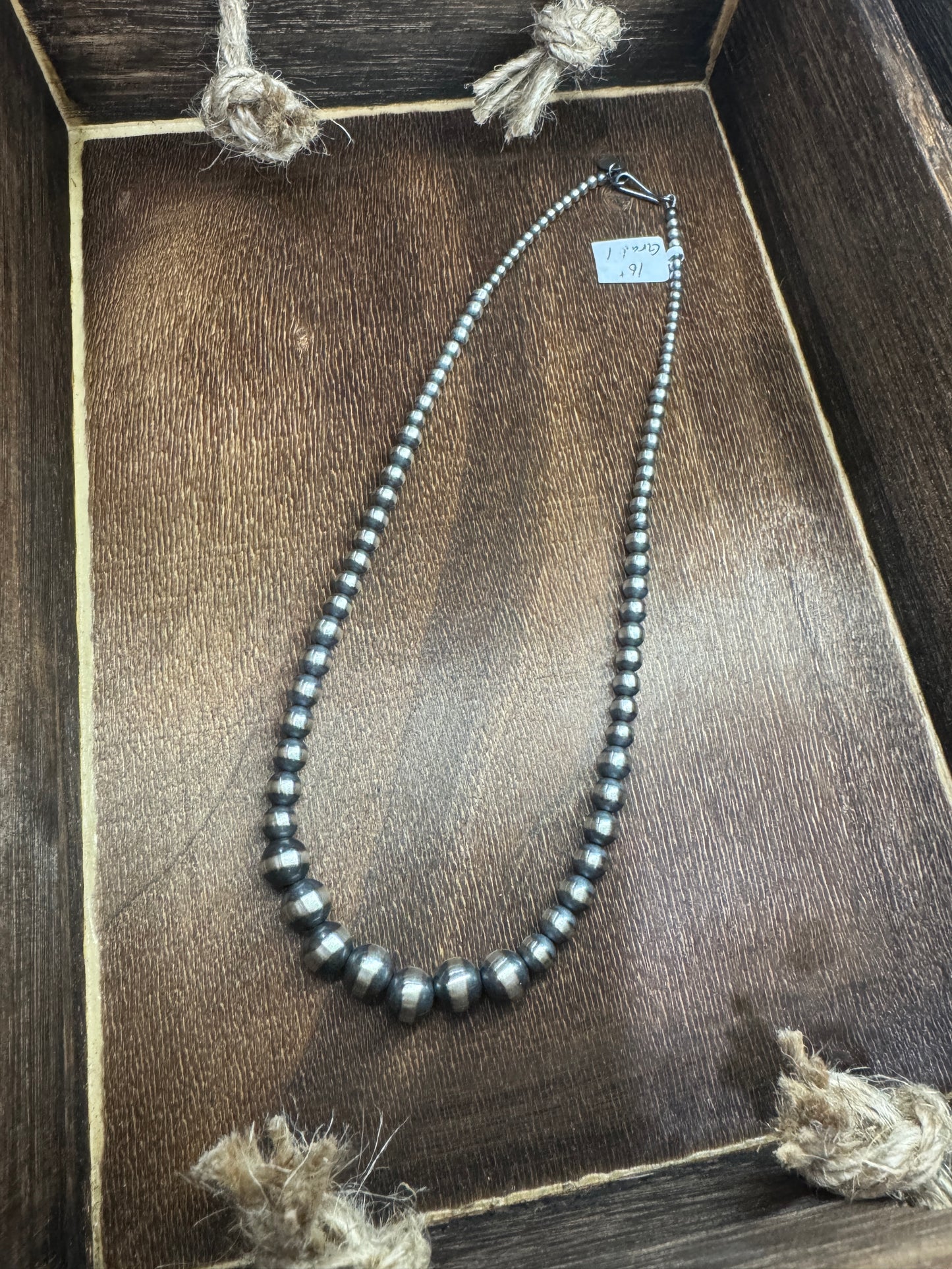 3mm to 8mm graduated necklace 16”