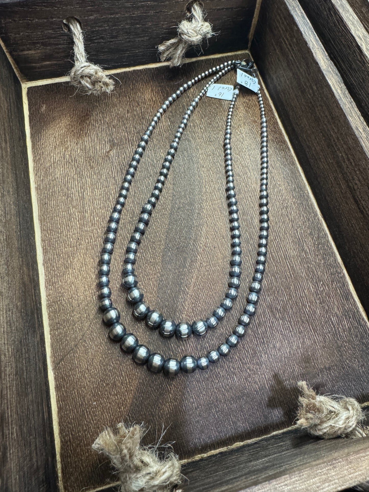 3mm to 8mm graduated necklace 18”