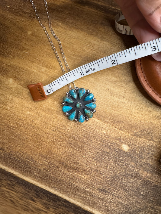 Turquoise Cluster Necklace 1” Adjustable