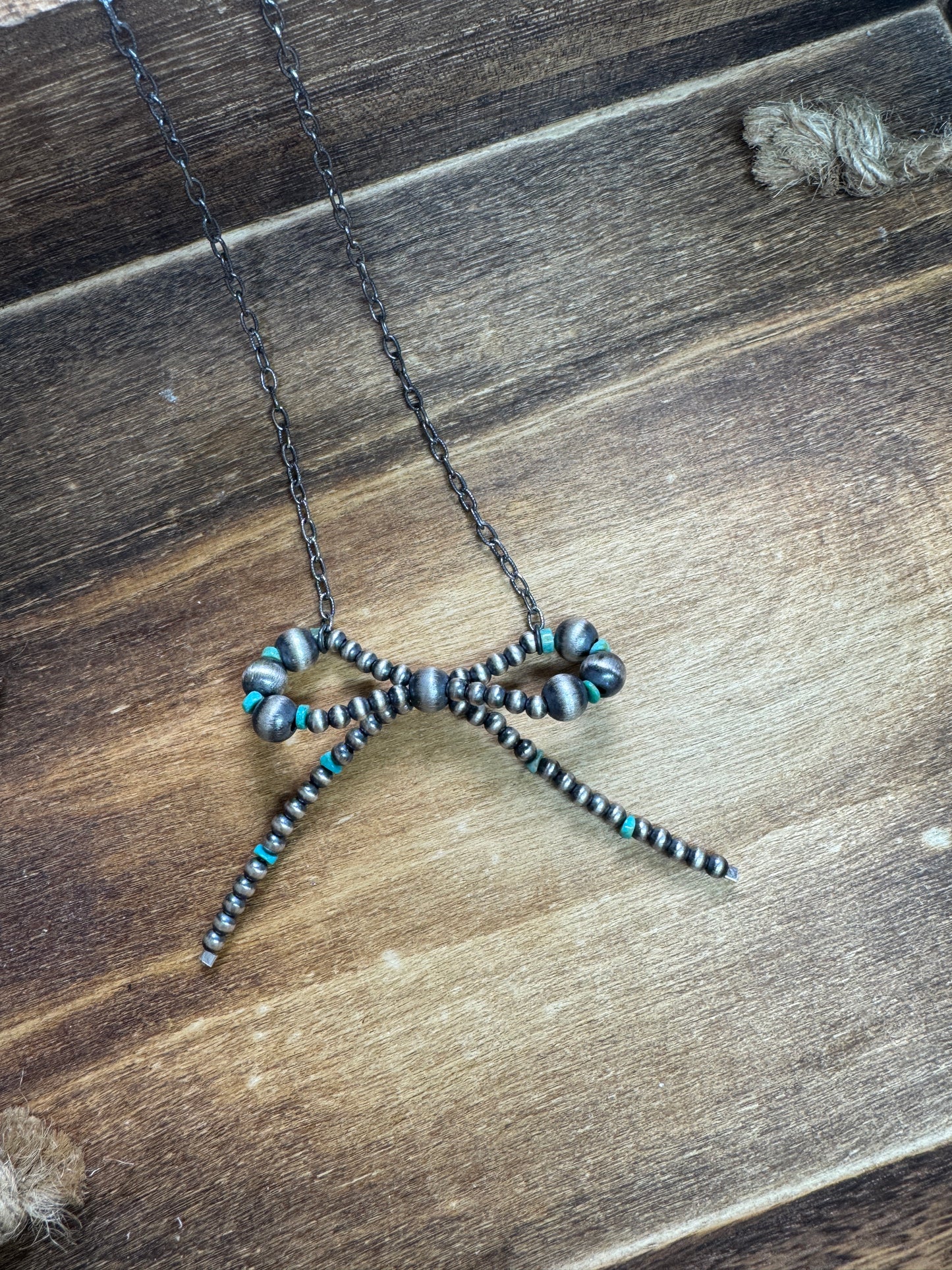 18” Bow Necklace Turquoise Large