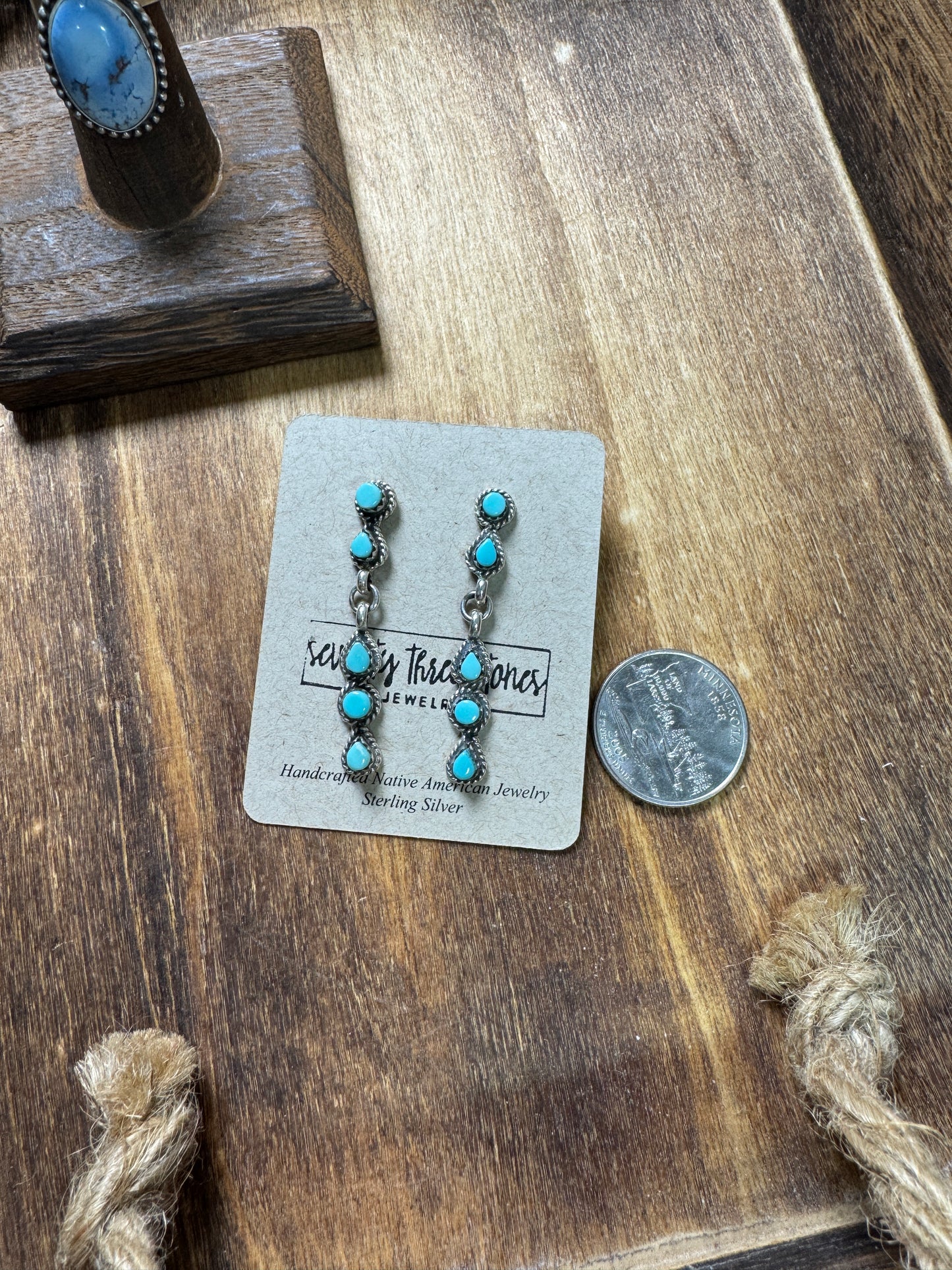 Zuni long Dangle Turquoise Earrings