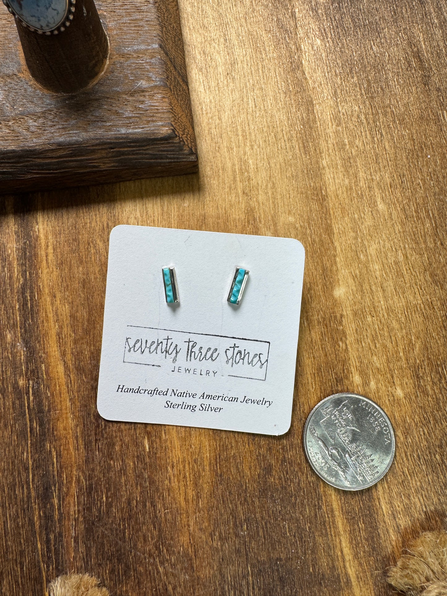 Zuni Turquoise Bar Stud Earrings