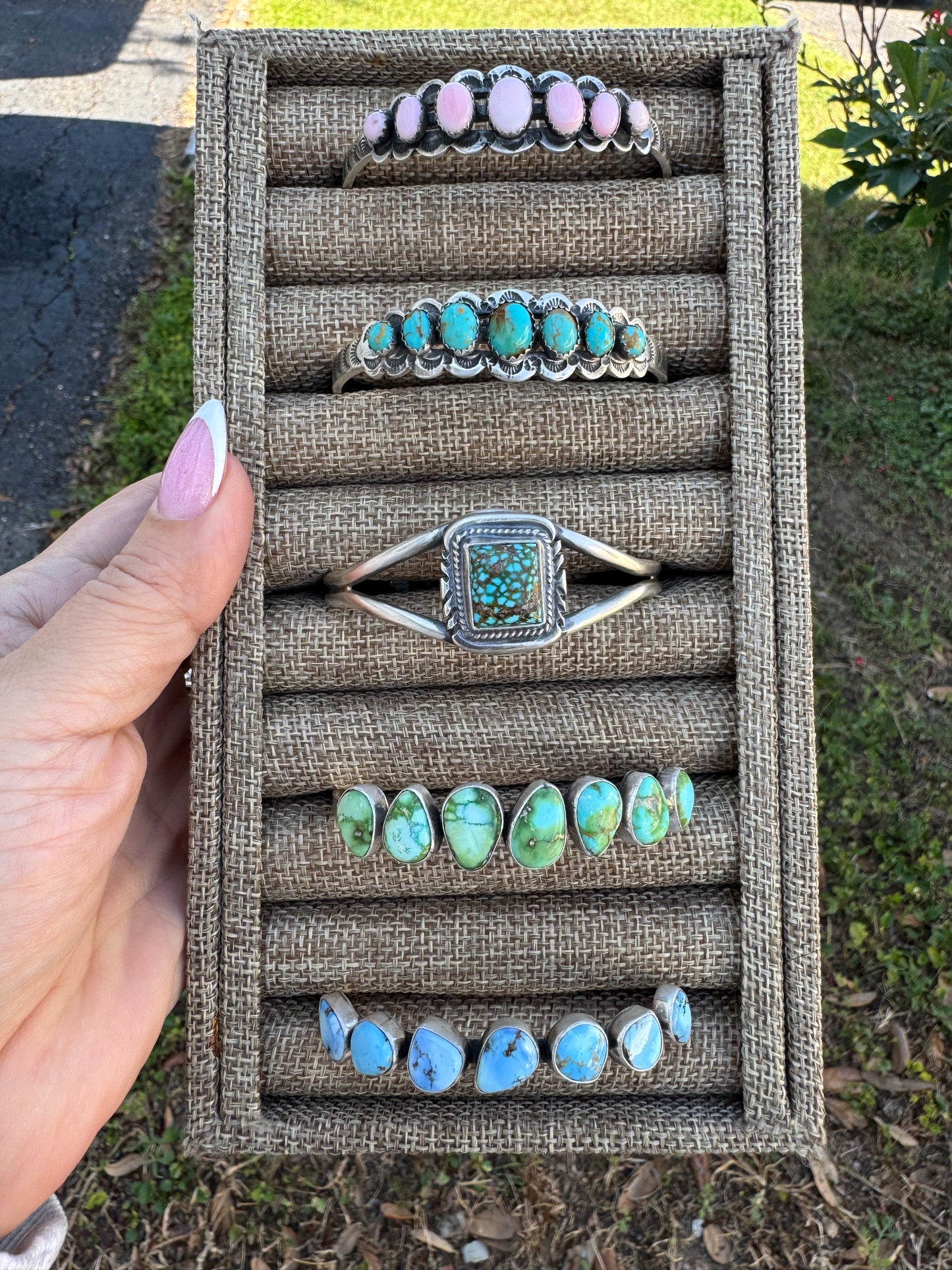 Webbed Kingman Square stone Cuff