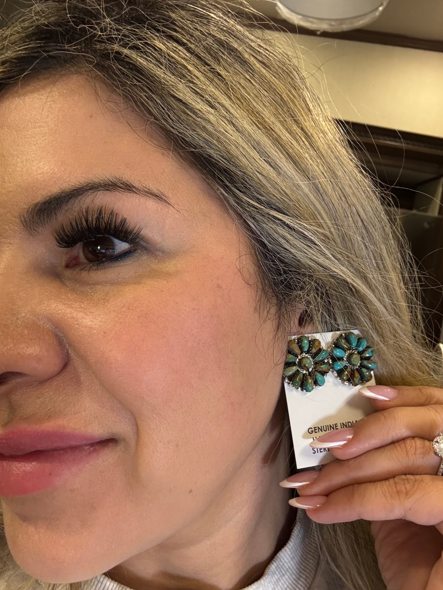 1” Turquoise cluster studs