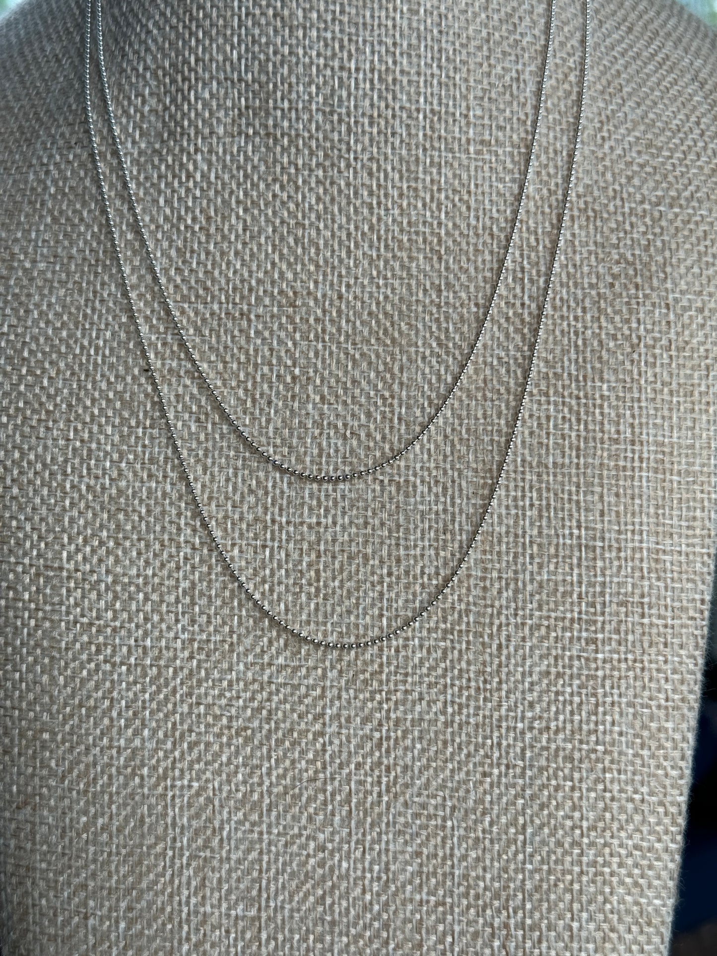 16” Sterling Silver beaded chain 1mm