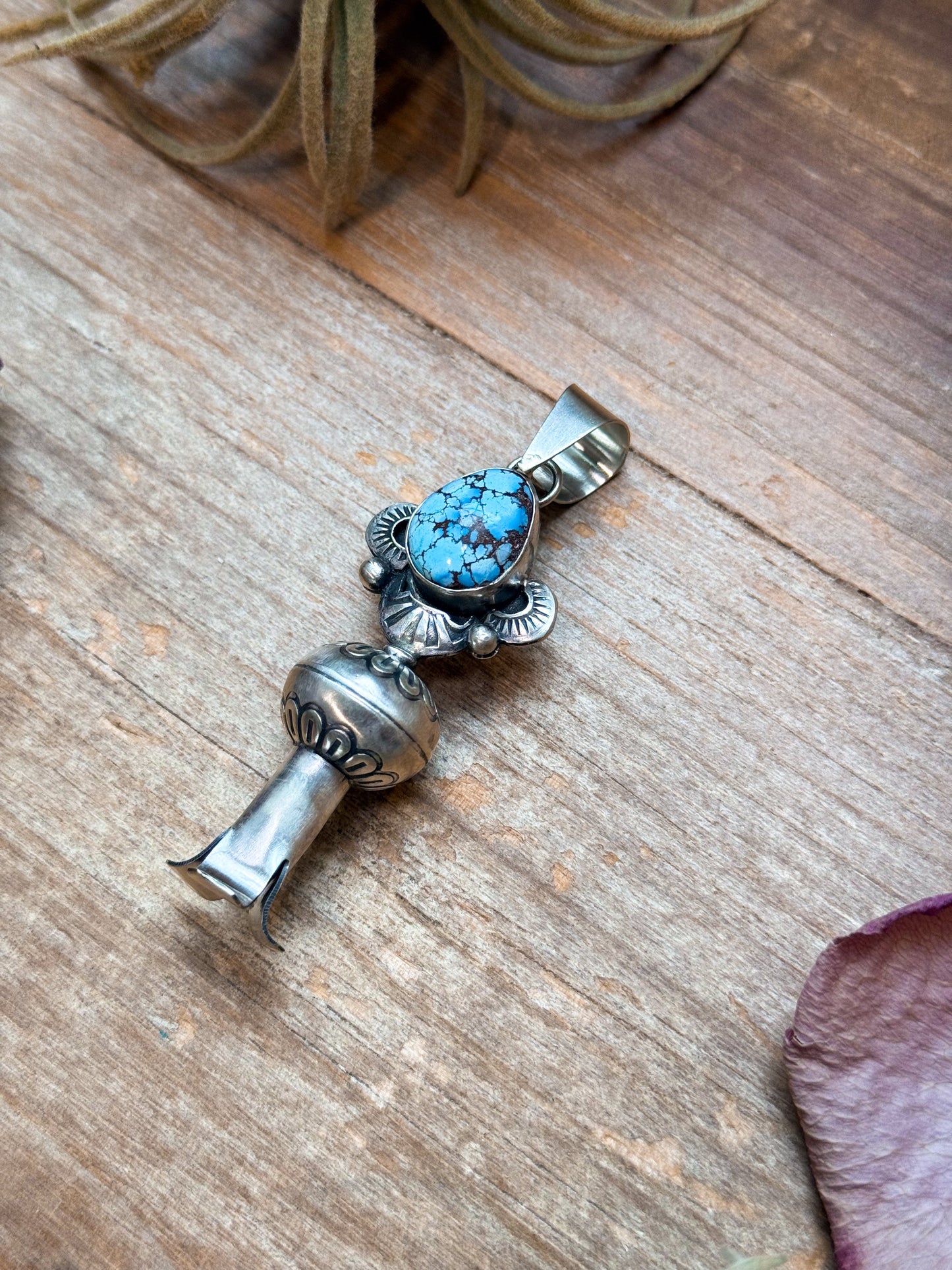 Sterling Silver Golden Hills Turquoise Blossom Pendant