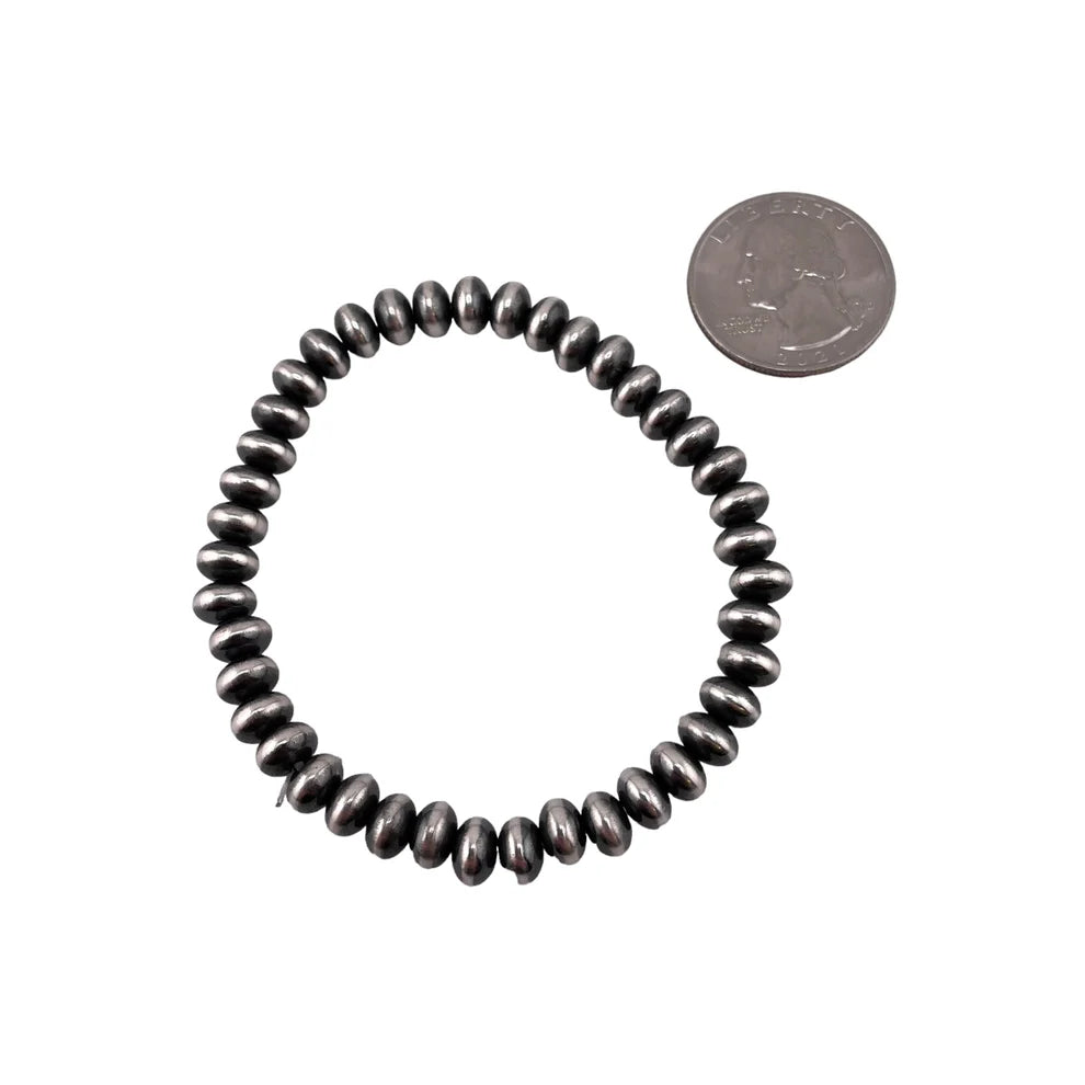 Saucer Navajo Pearls Bracelet (Stretchy) Available in 3mm up to 9mm