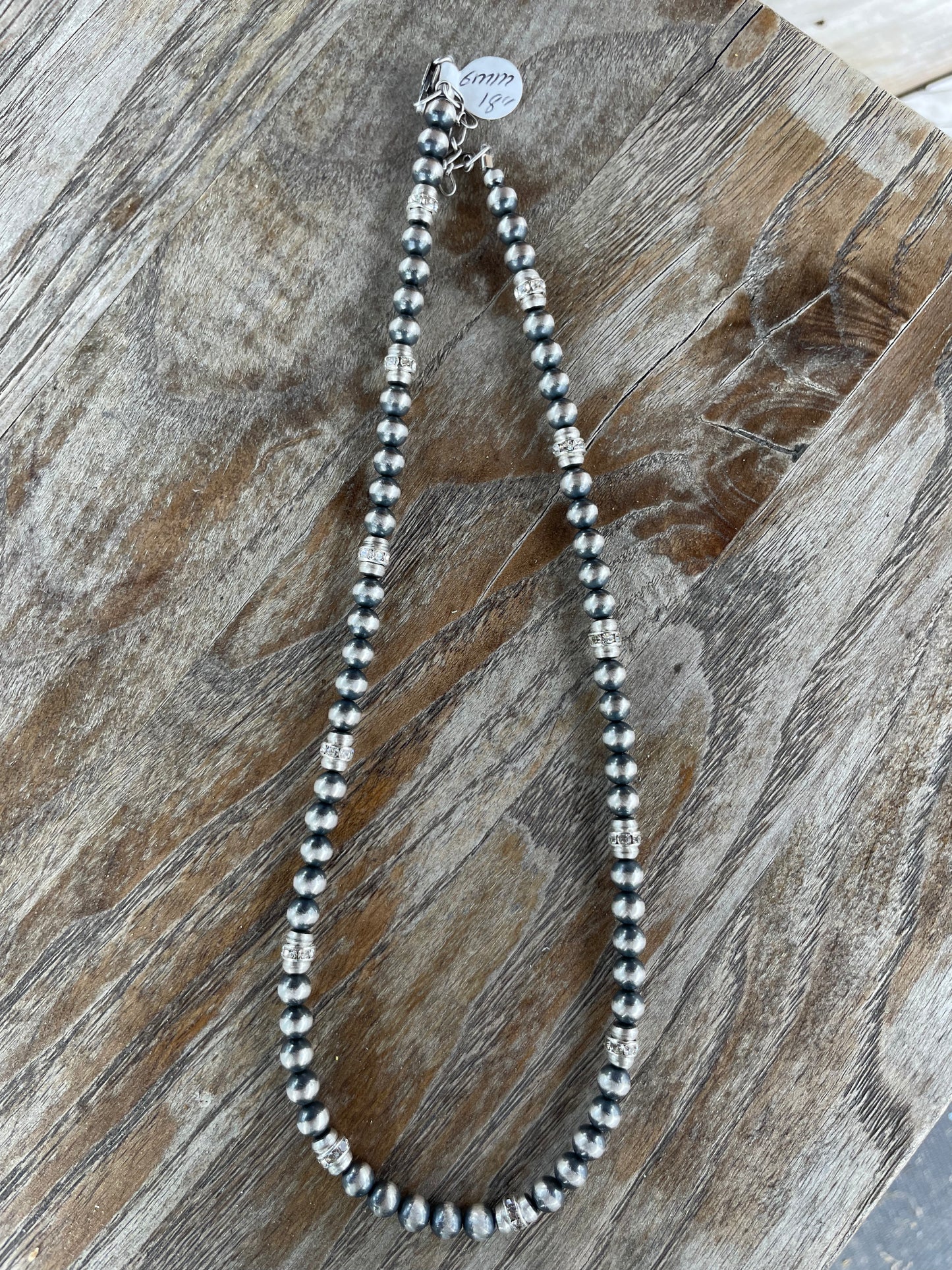 6mm 18" Navajo Pearls with Diamonds (Swarovski)